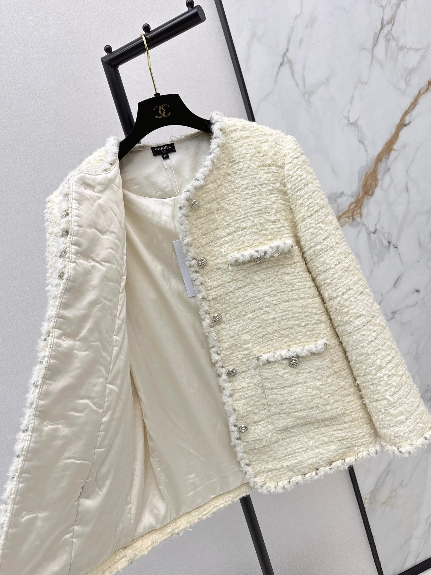 26SS NEUE gewebte Tweed-Jacke