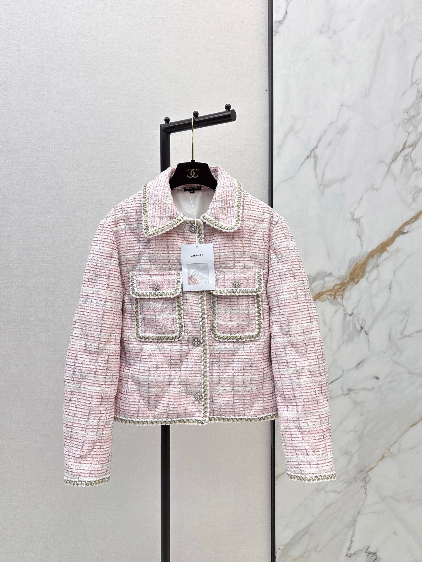 26SS NEUE Tweed-Daunenjacke