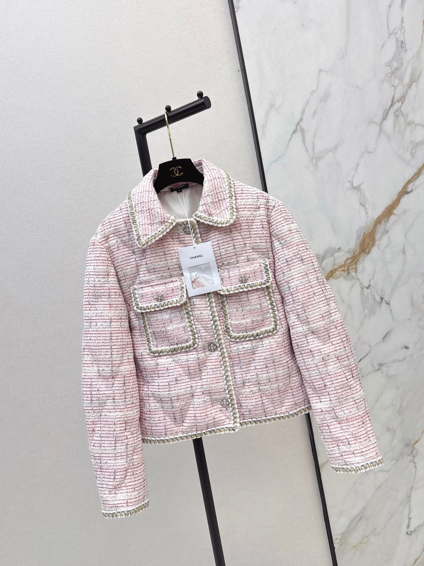26SS NEUE Tweed-Daunenjacke