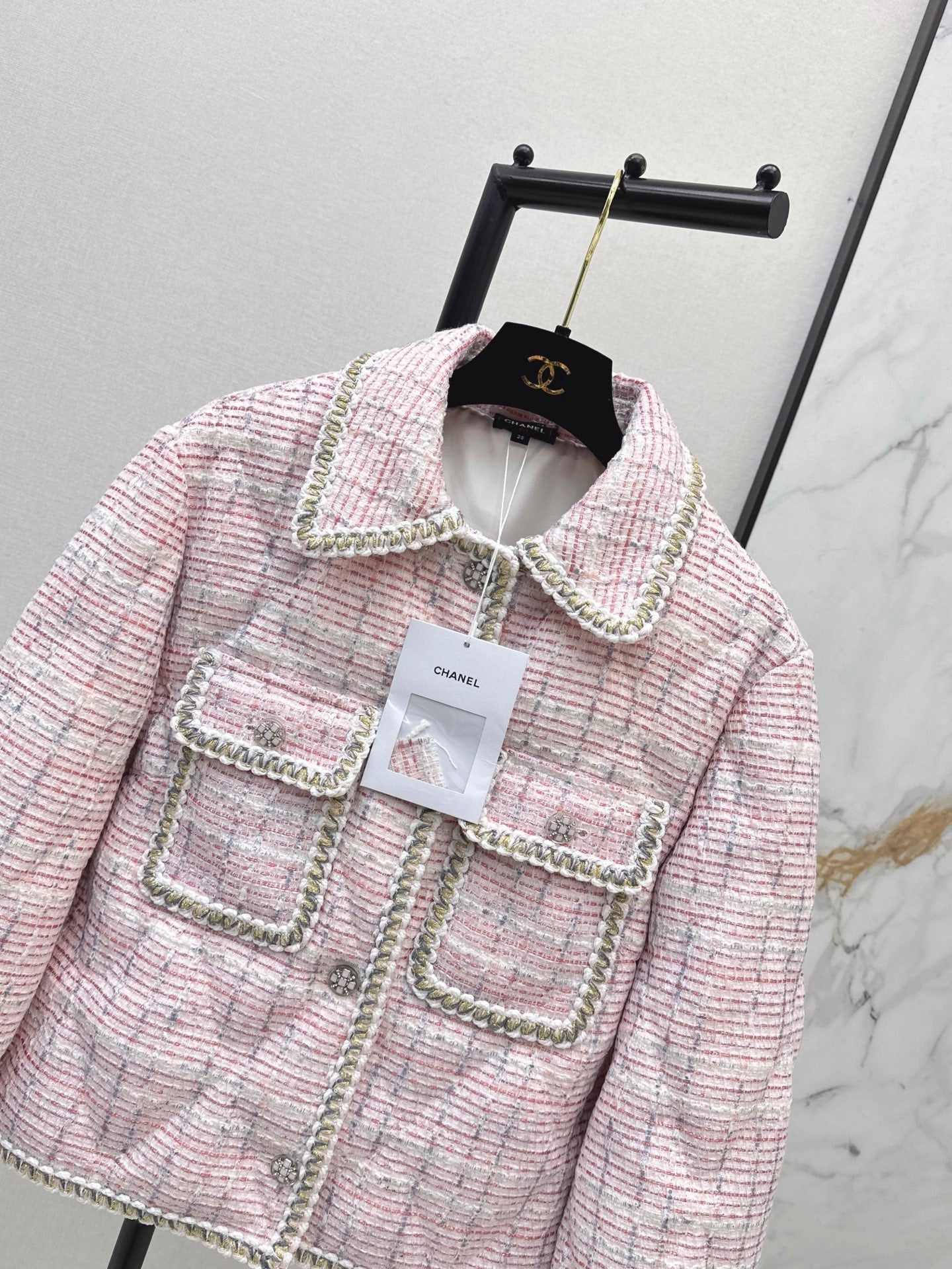 26SS NEUE Tweed-Daunenjacke