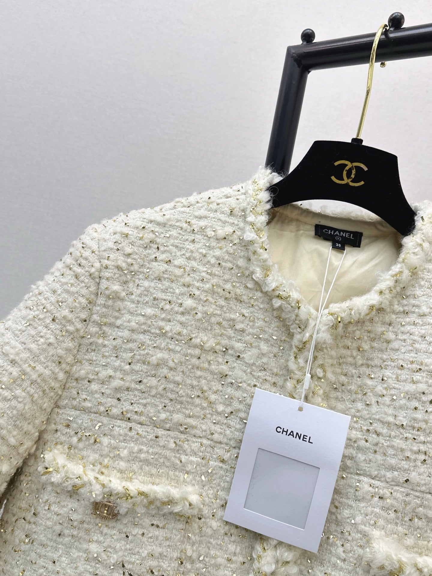 26SS NEUE gewebte Tweed-Daunenjacke