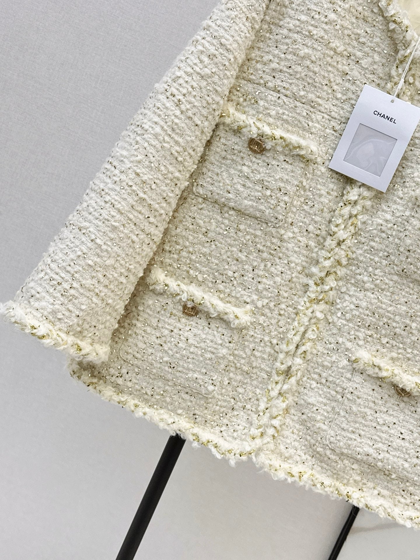 26SS NEUE gewebte Tweed-Daunenjacke