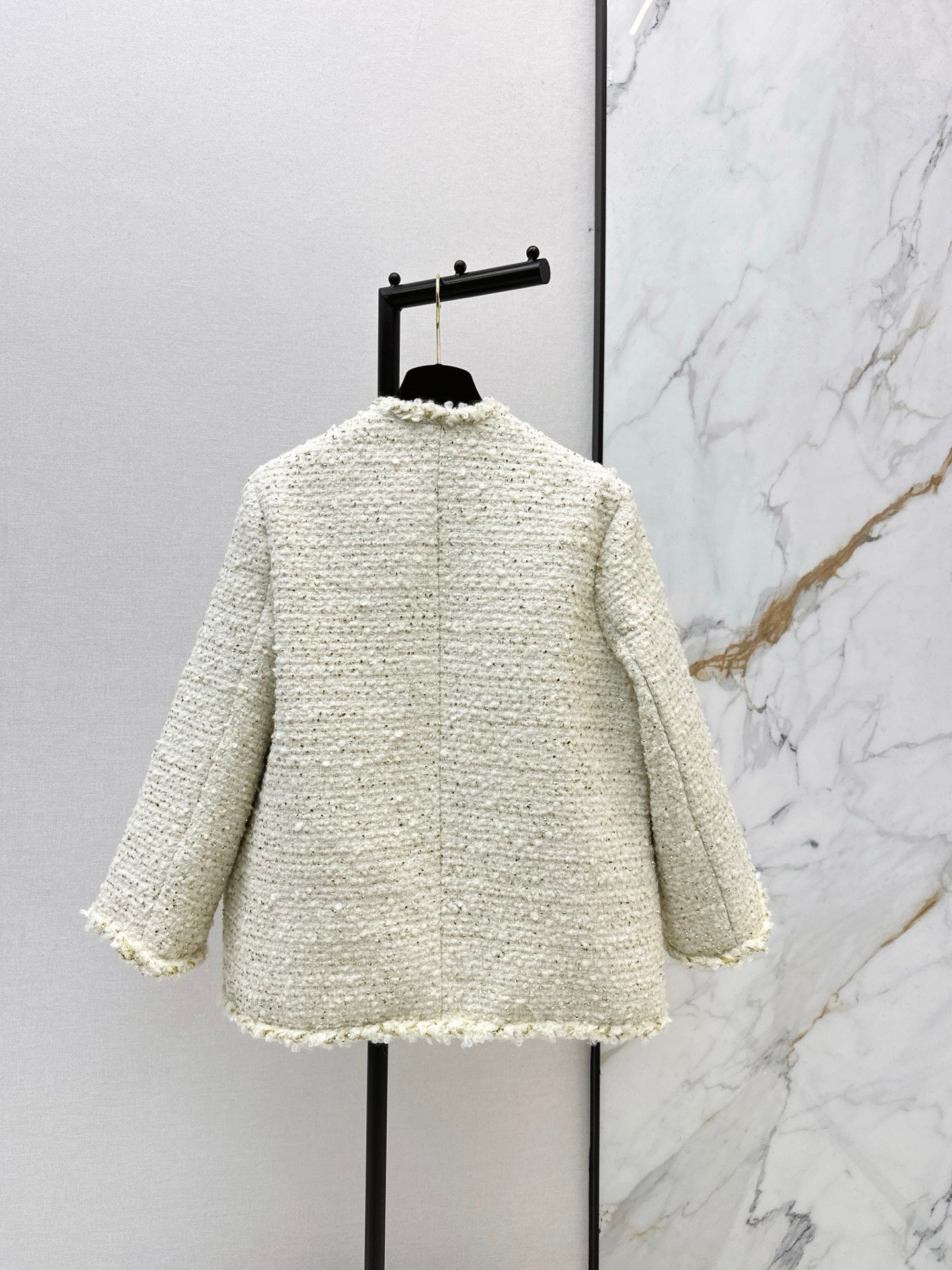 26SS NEUE gewebte Tweed-Daunenjacke