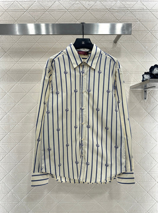 26SS NEUE Gestreifte Bluse mit Revers