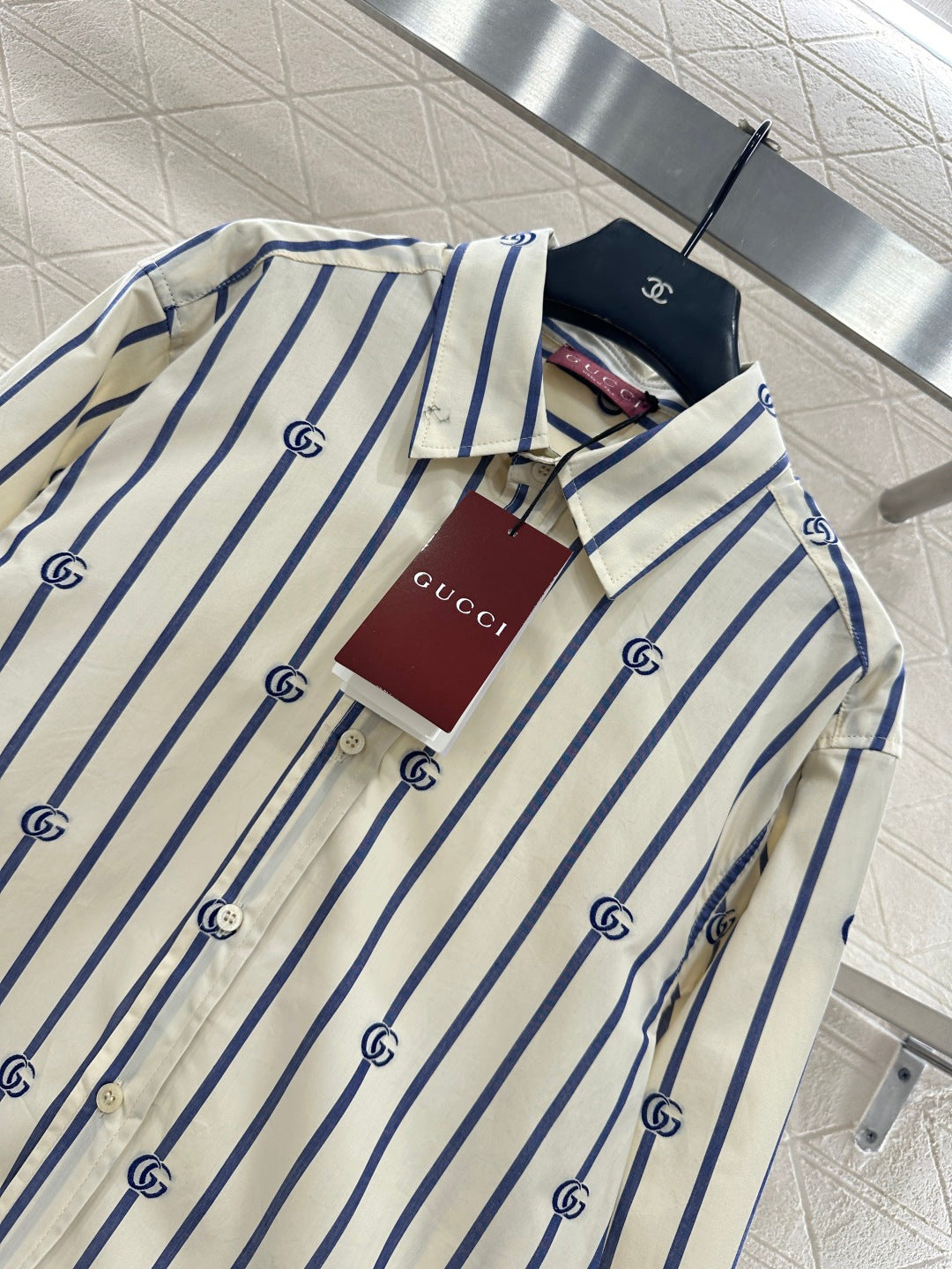 26SS NEW Lapel Striped blouse