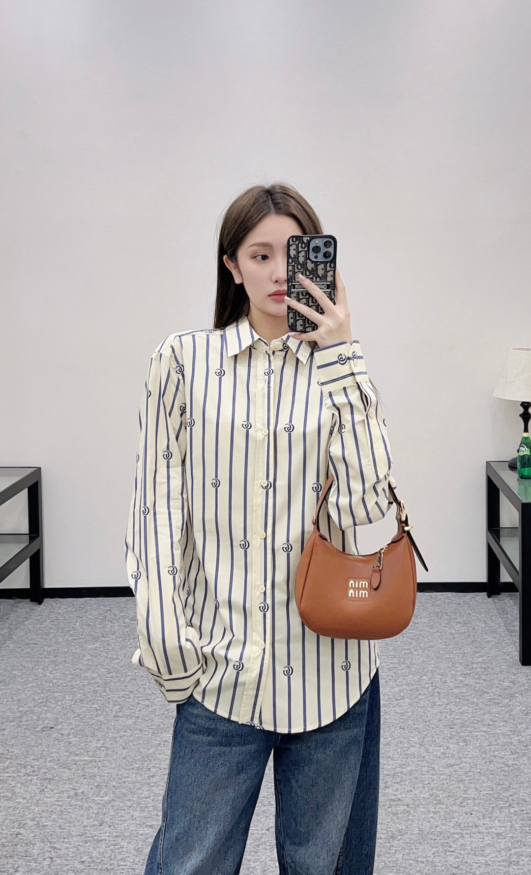 26SS NEW Lapel Striped blouse
