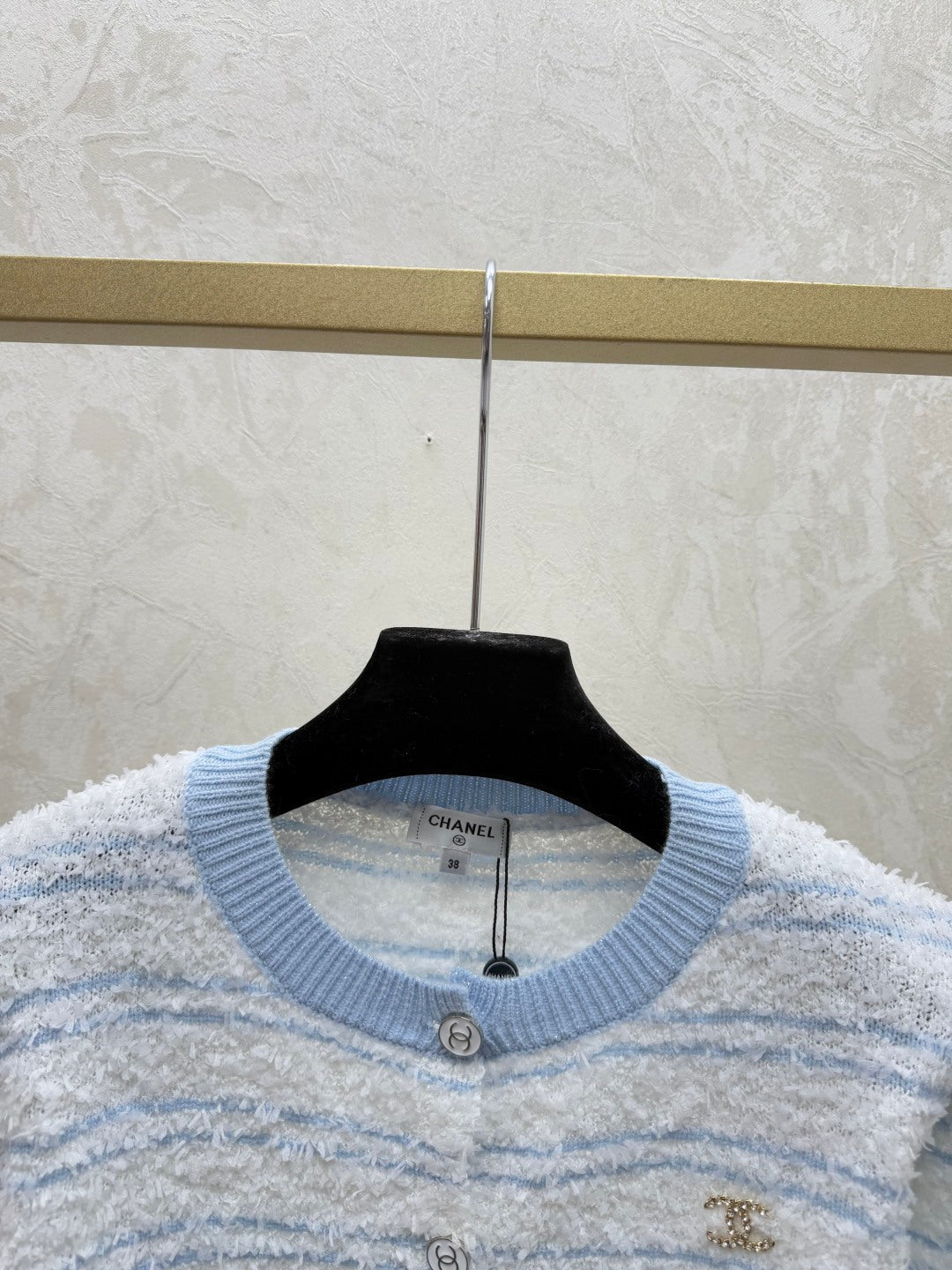 26SS NEW Contrast color striped jacquard round neck knitted long-sleeved cardigan