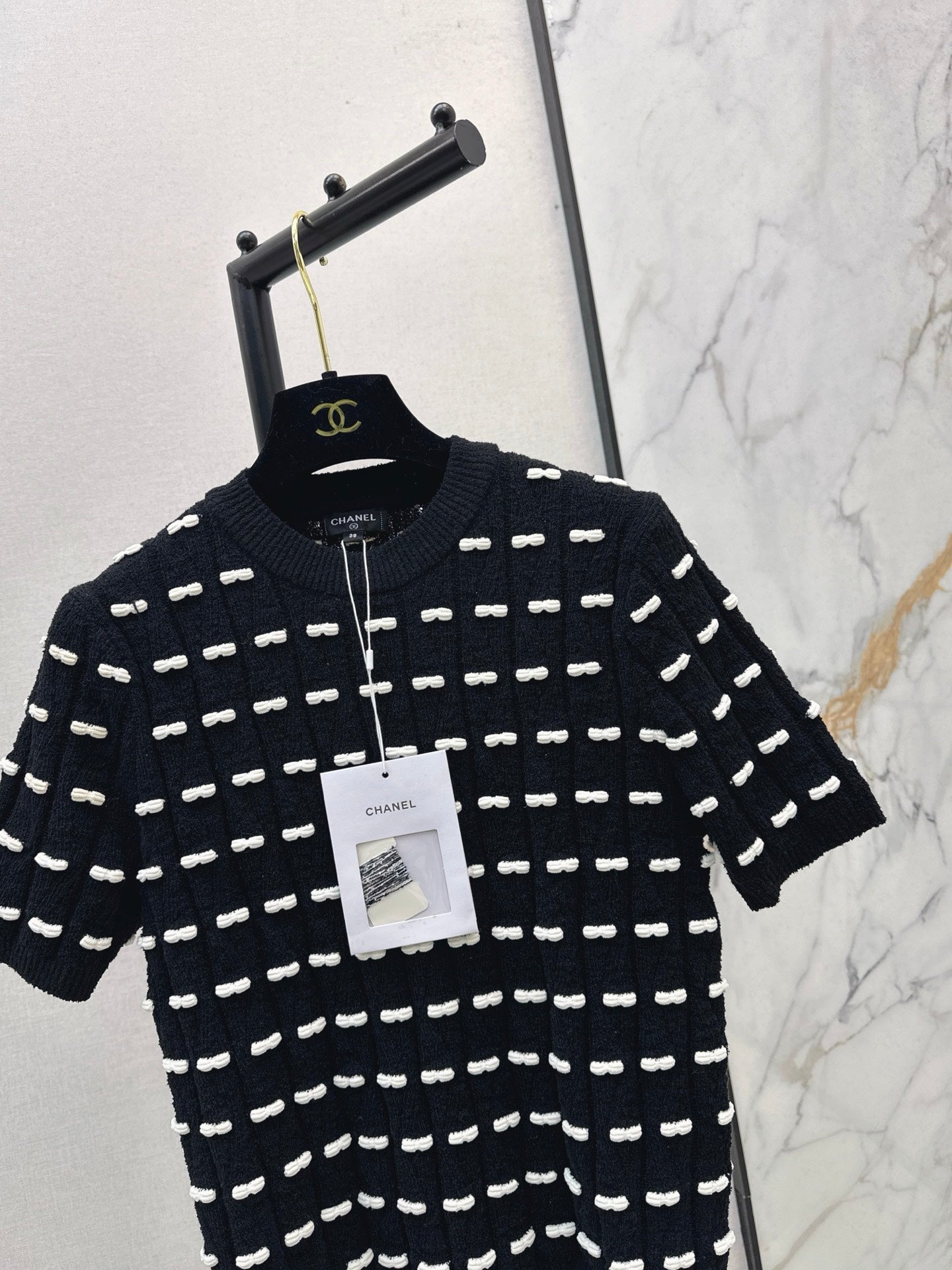 🔥HEISS🔥26SS NEU weißer Schleife sehr bunter gestrickter Rundhals Kurzarm
