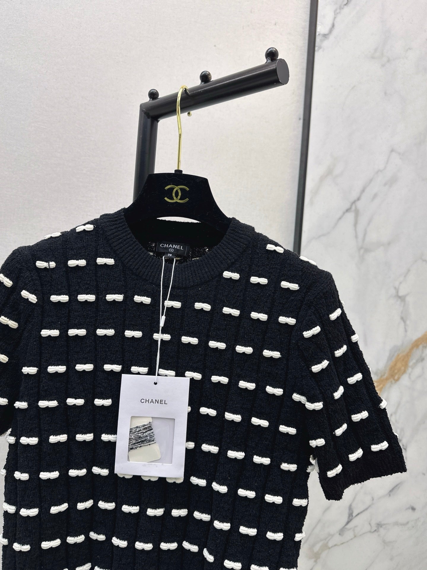 🔥HEISS🔥26SS NEU weißer Schleife sehr bunter gestrickter Rundhals Kurzarm