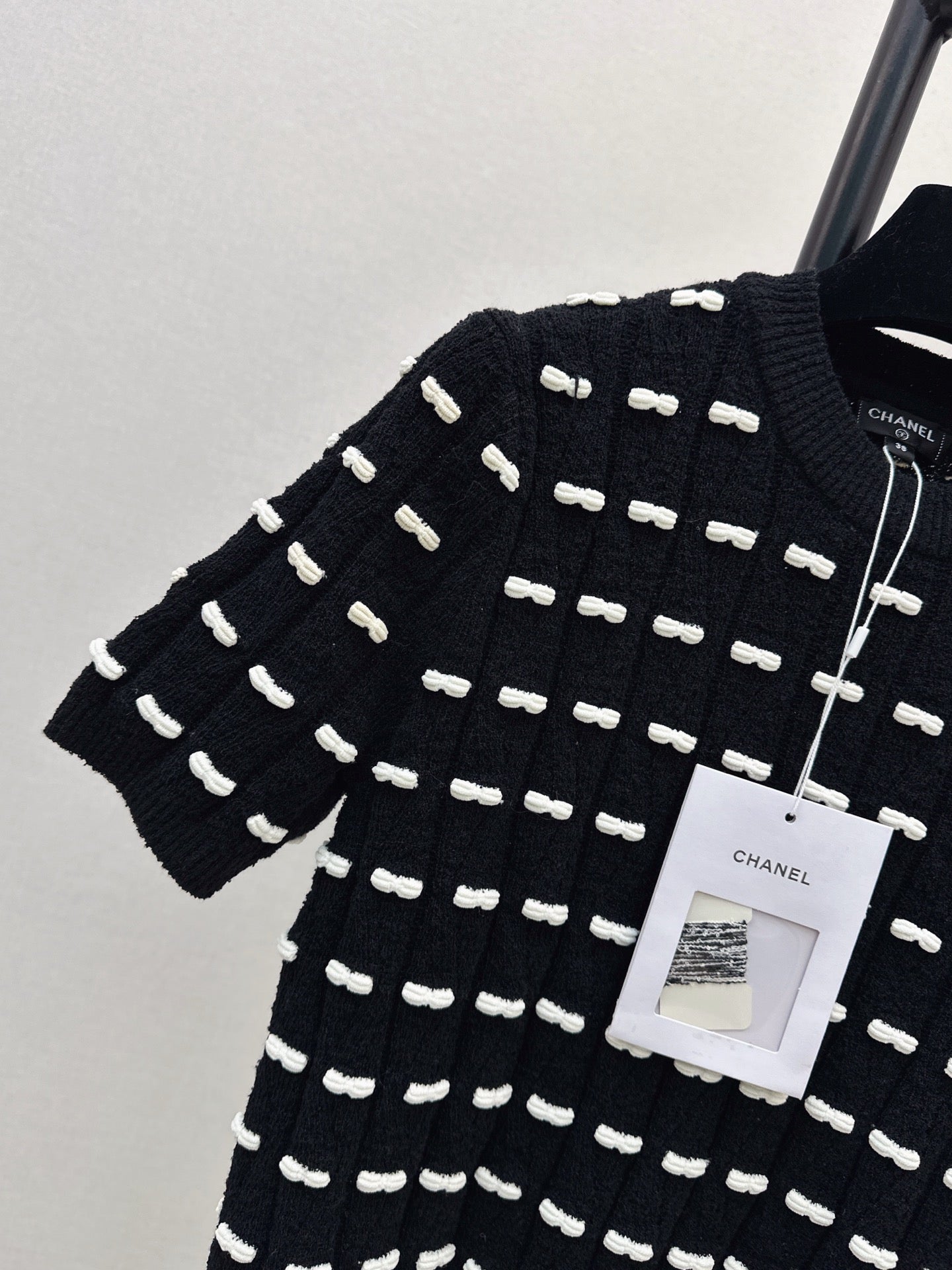 🔥HEISS🔥26SS NEU weißer Schleife sehr bunter gestrickter Rundhals Kurzarm