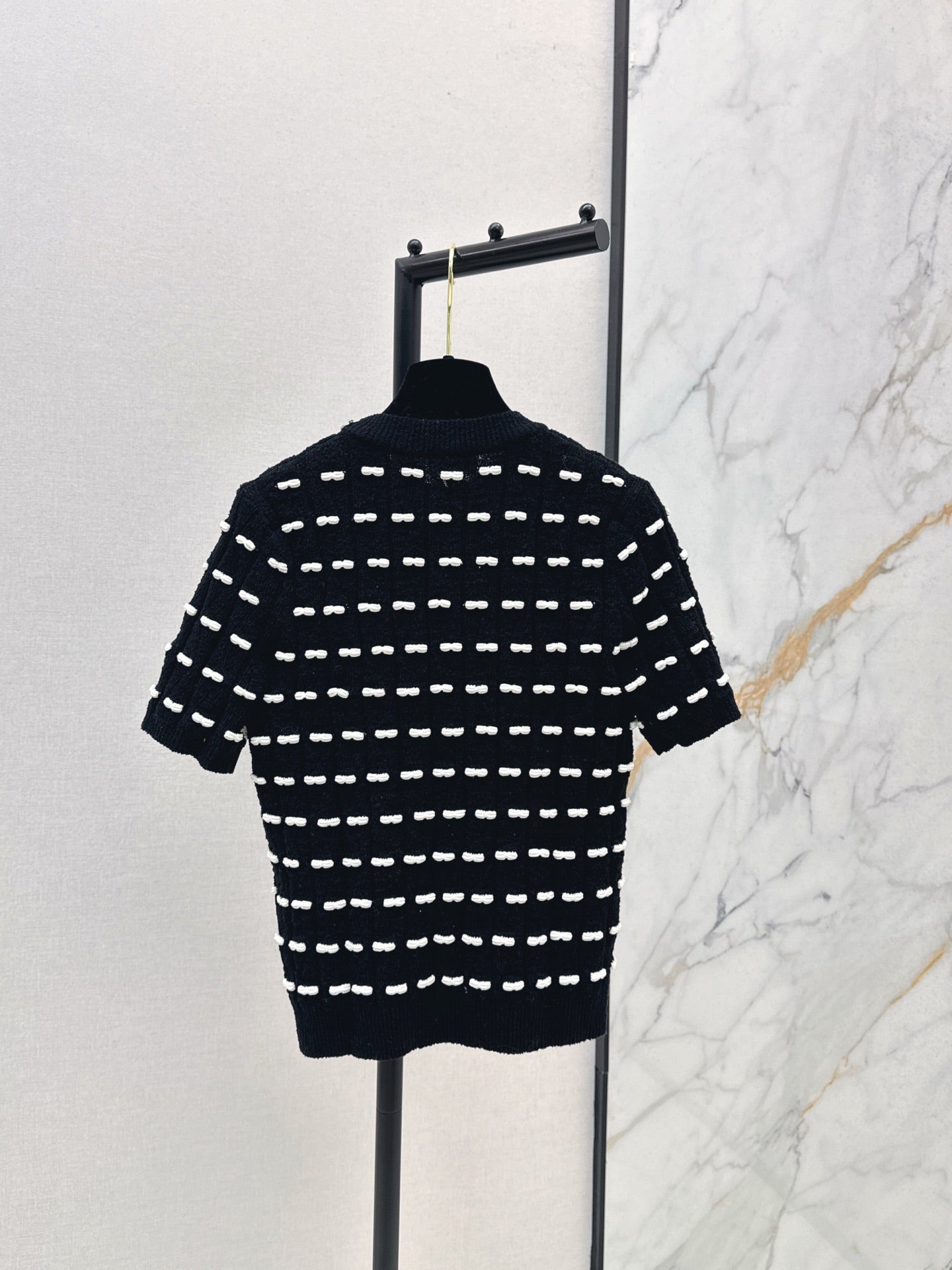 🔥HEISS🔥26SS NEU weißer Schleife sehr bunter gestrickter Rundhals Kurzarm