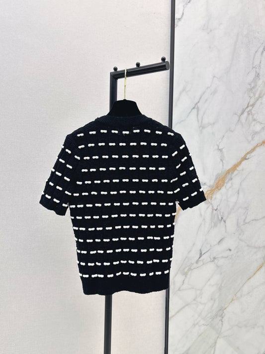 🔥HOT🔥26SS NEW white bow very colorful knitted round neck short sleeves