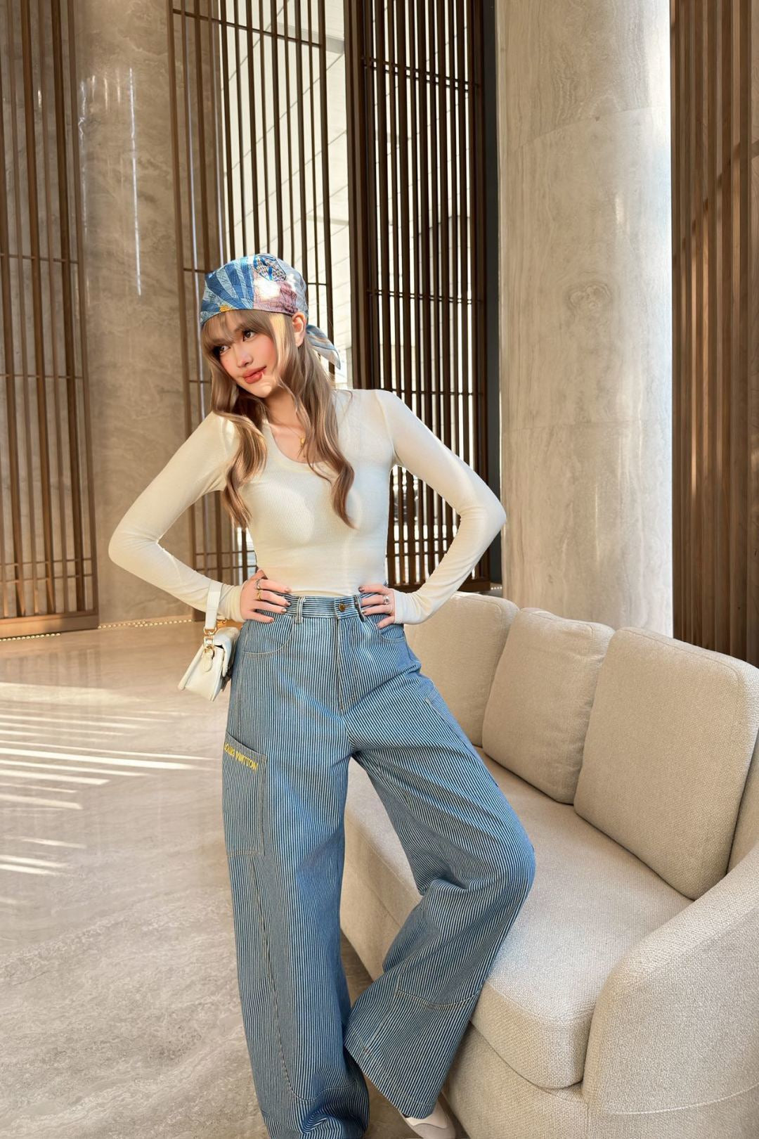 26SS NEUE gestreifte Wide-Leg Jeans