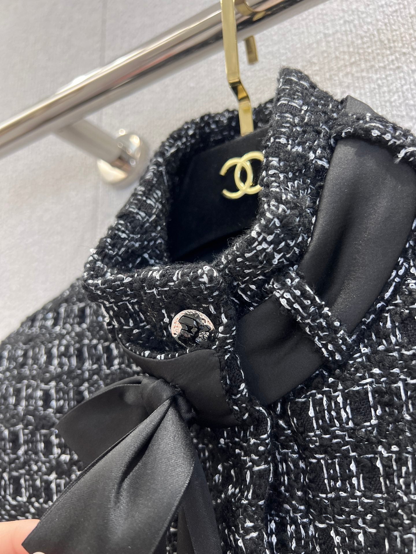 🔥HEISS🔥AAA🔥26SS NEU Stehkragen-Tweedjacke mit Bandverzierung