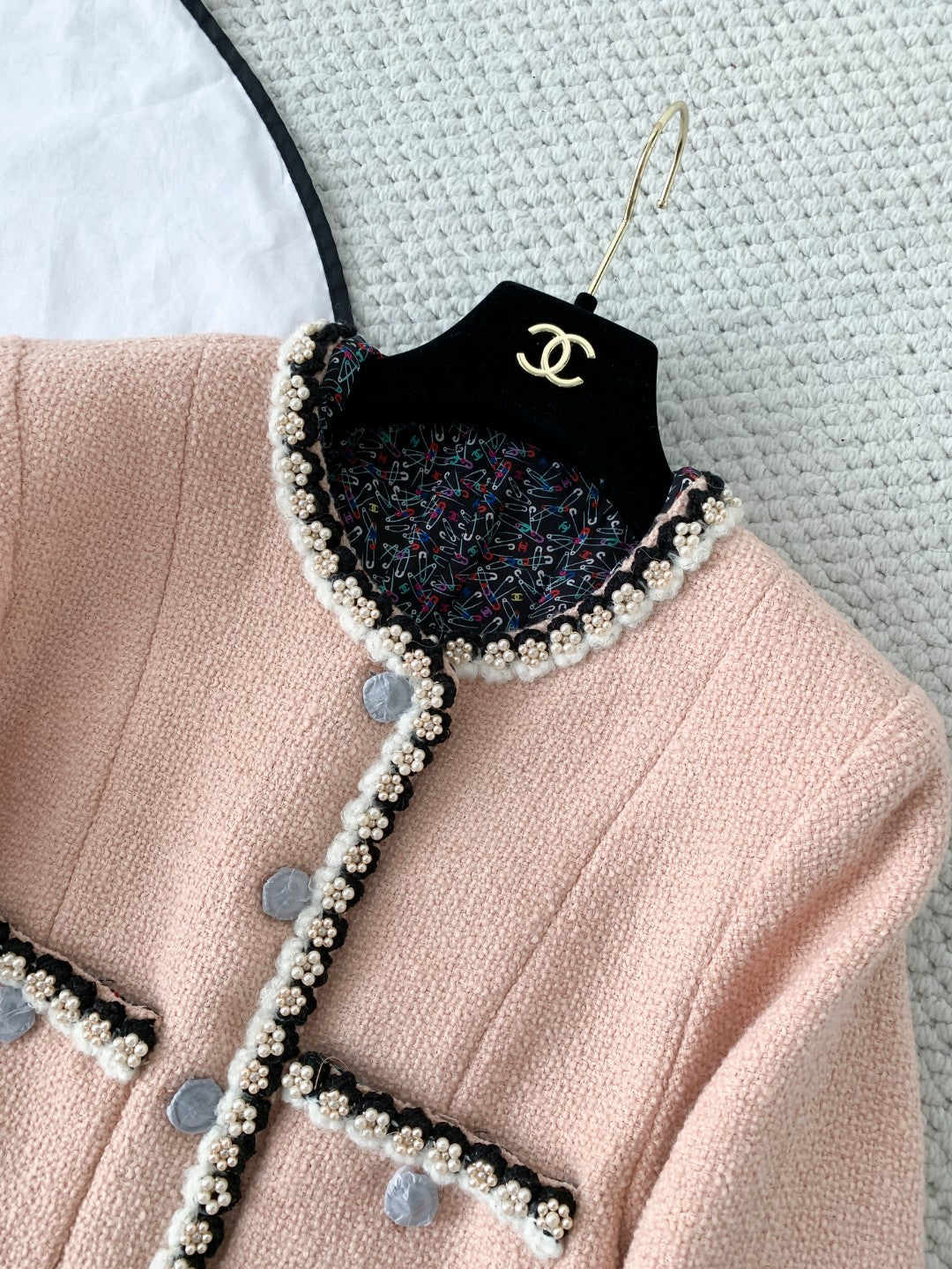 🔥HEISS🔥AAA🔥26SS NEU rosa Coco Girls High-End Perlenjacke