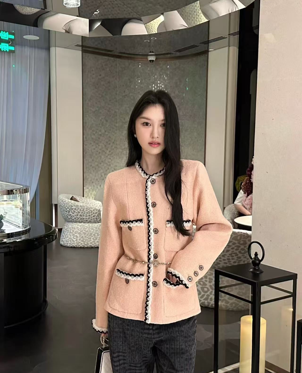 🔥HEISS🔥AAA🔥26SS NEU rosa Coco Girls High-End Perlenjacke