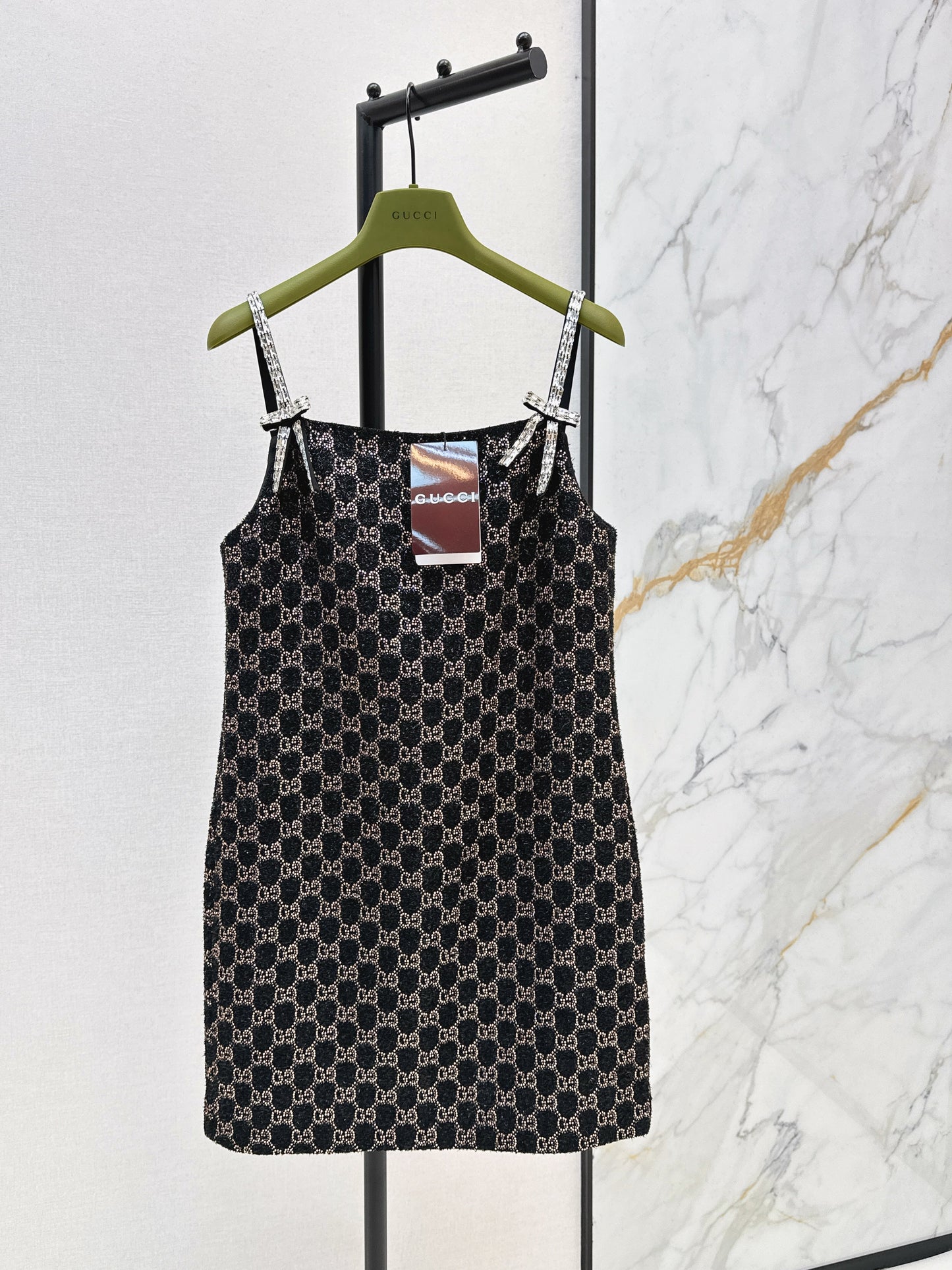 26SS NEUES diamantgewebtes Slip-Kleid aus Dimon-Kristall