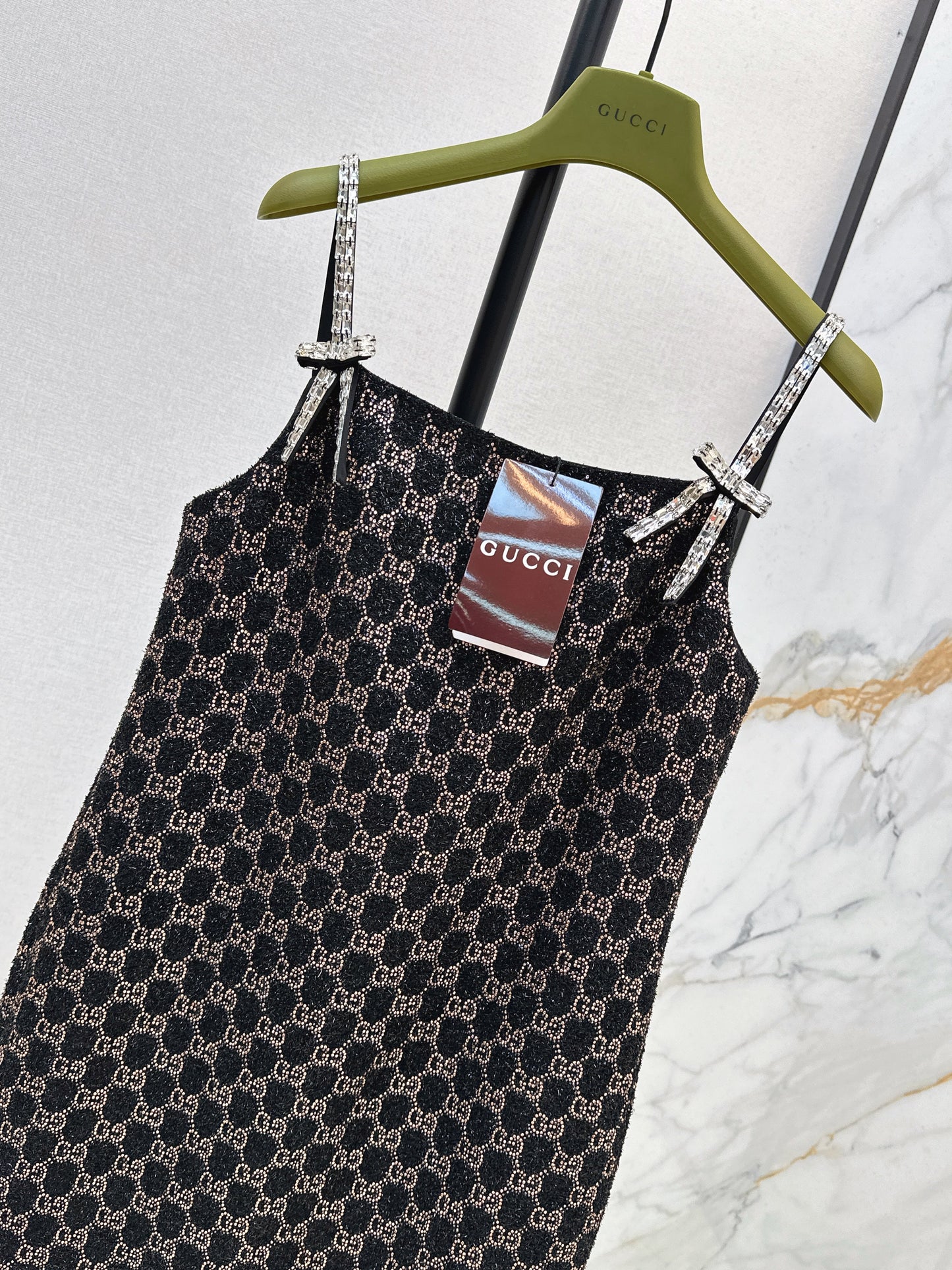 26SS NEUES diamantgewebtes Slip-Kleid aus Dimon-Kristall