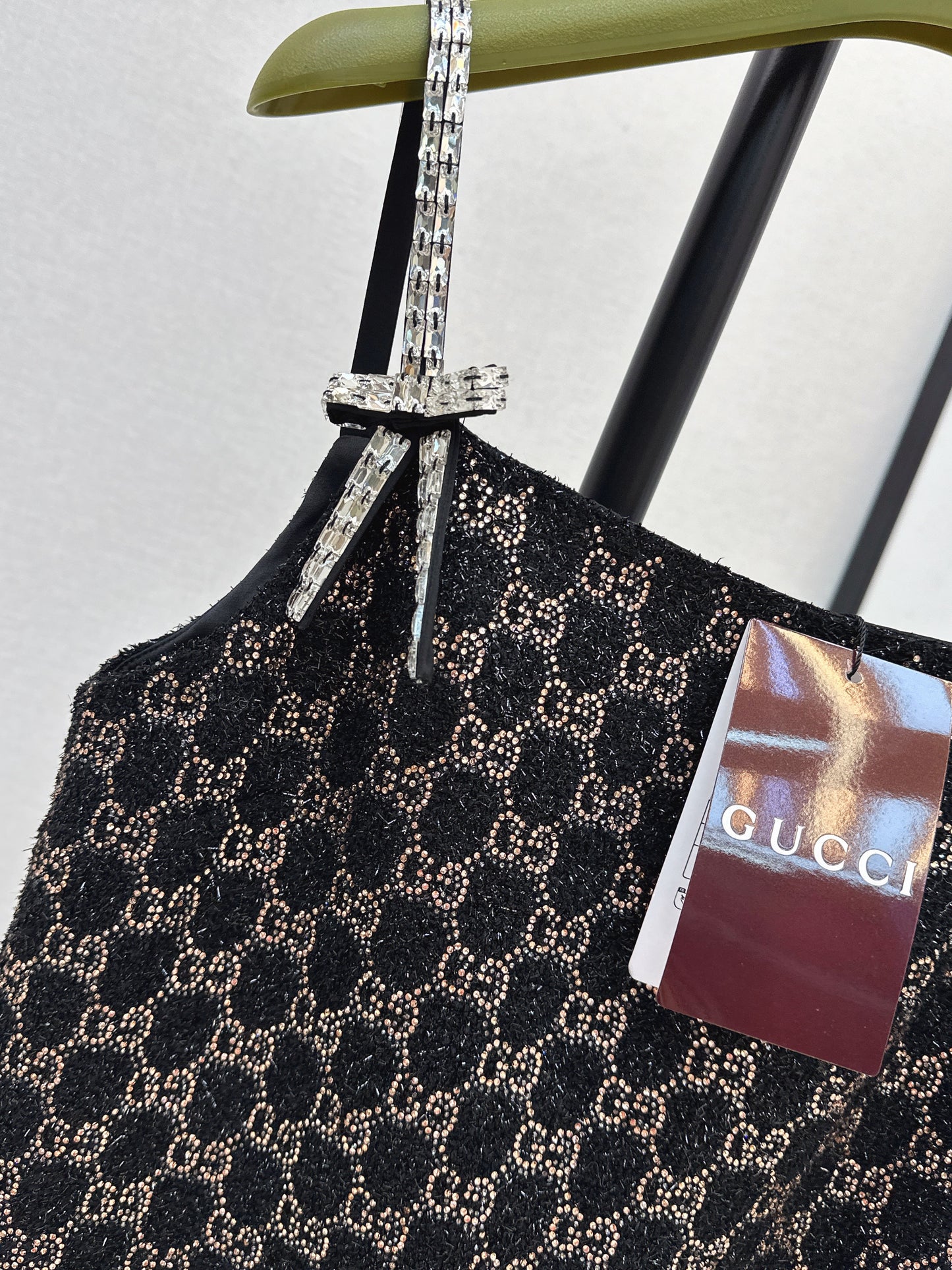 26SS NEUES diamantgewebtes Slip-Kleid aus Dimon-Kristall