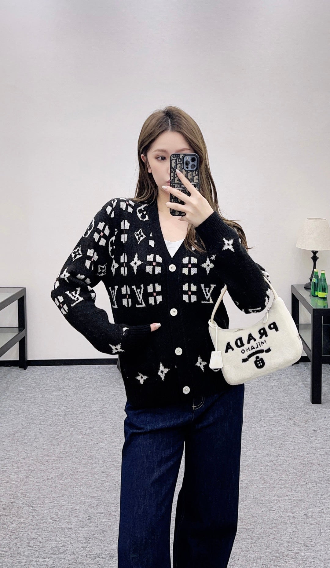 26SS NEUE Jacquard-Strickjacke