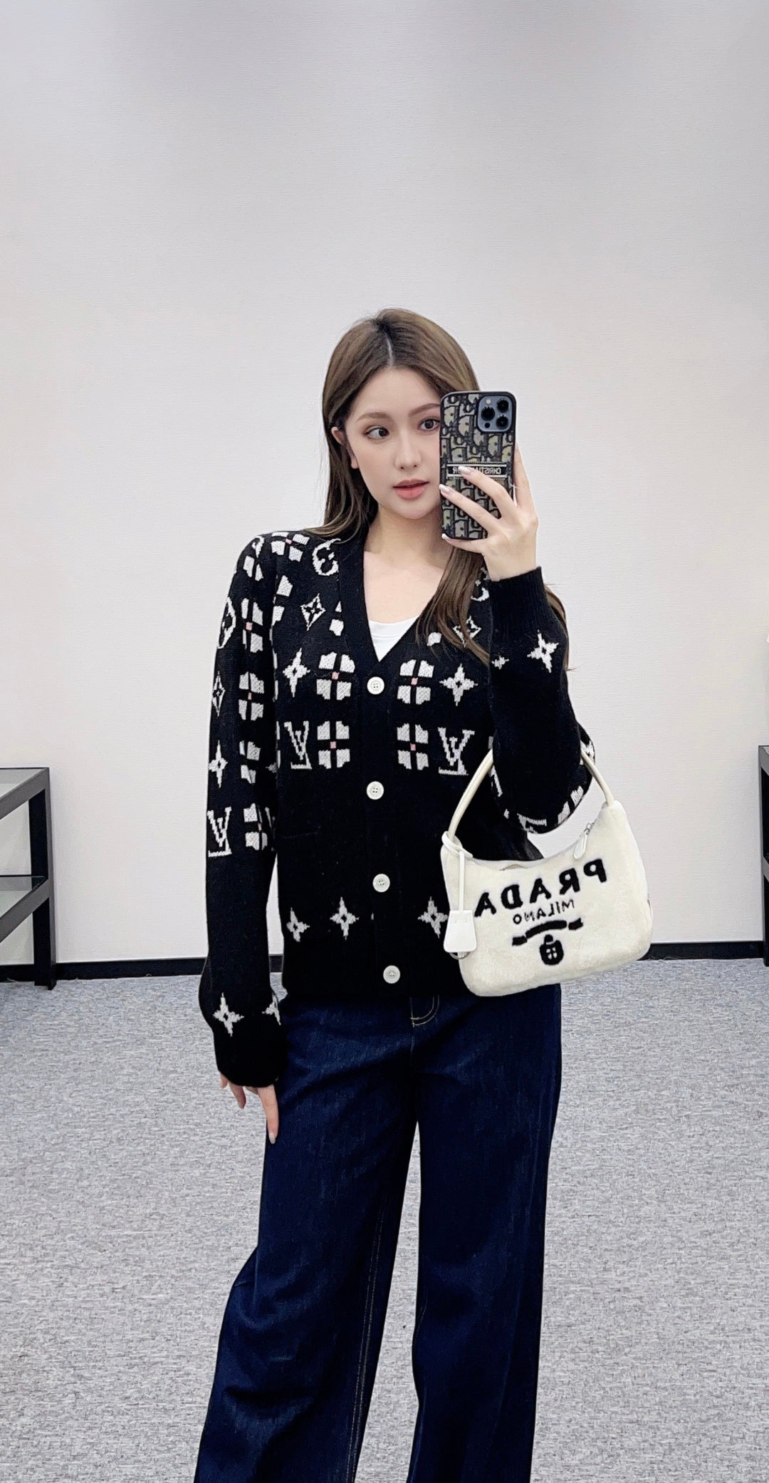 26SS NEUE Jacquard-Strickjacke