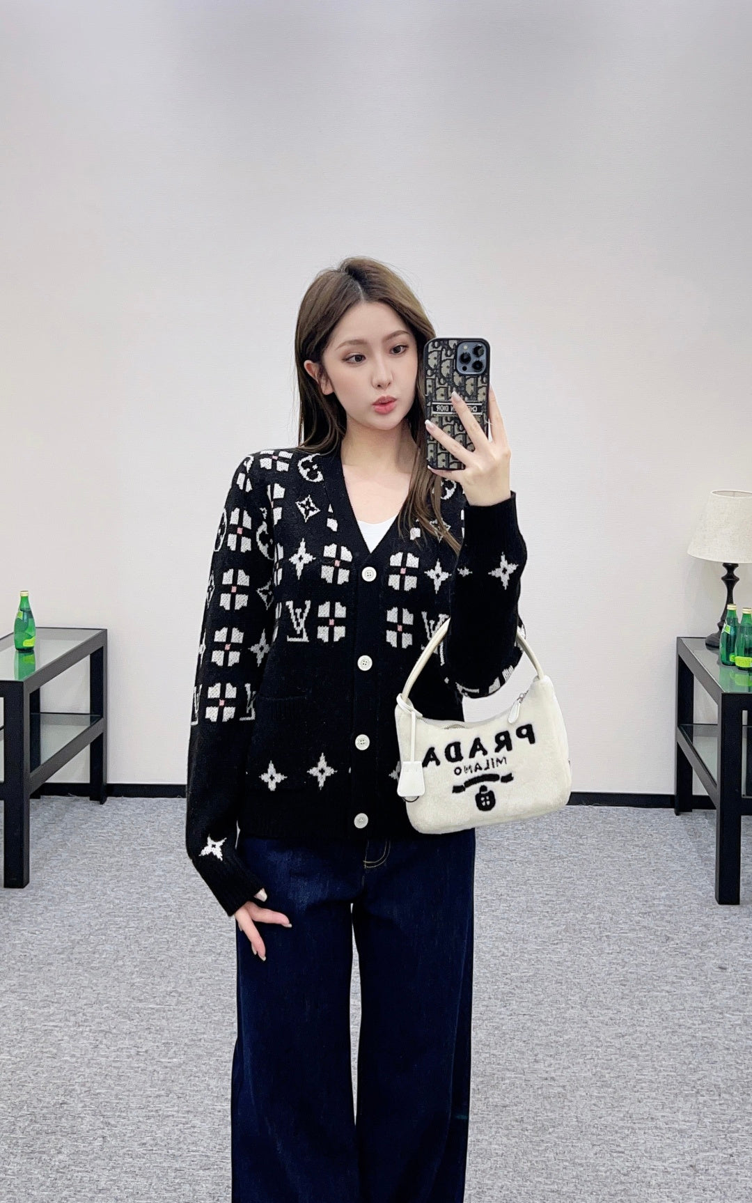 26SS NEUE Jacquard-Strickjacke