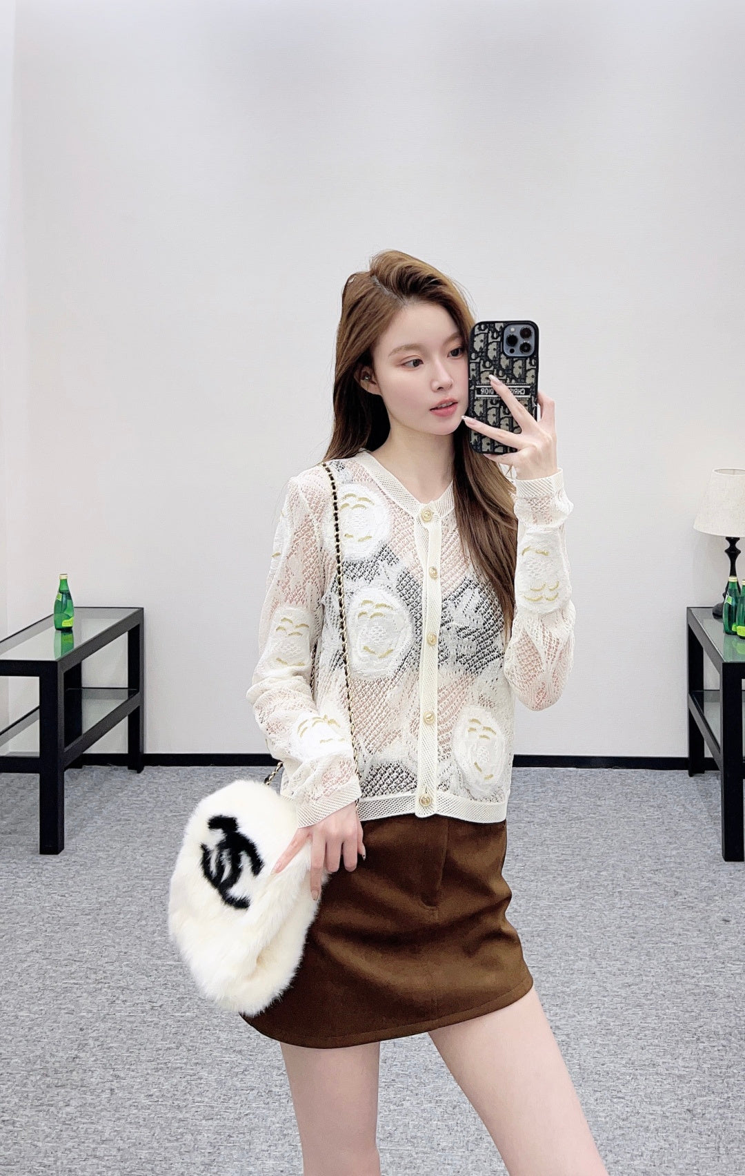 26SS NEUER Cardigan mit 3D-Blumenstickerei