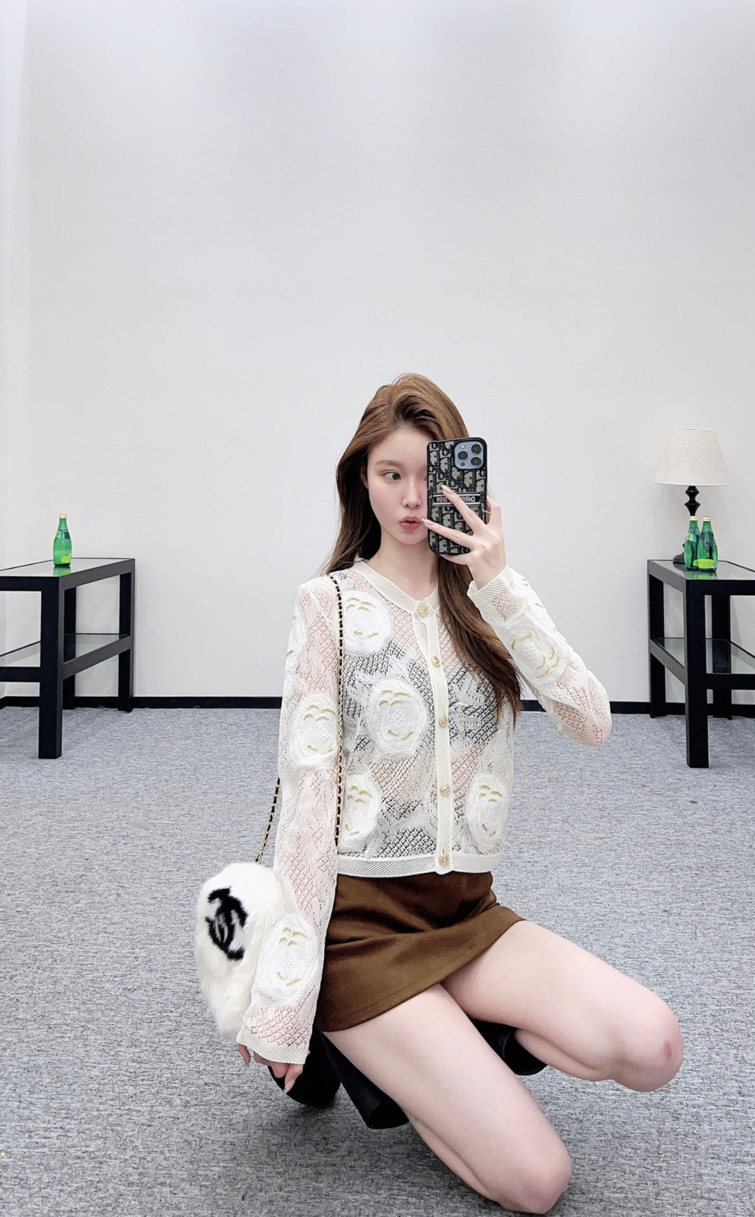26SS NEUER Cardigan mit 3D-Blumenstickerei