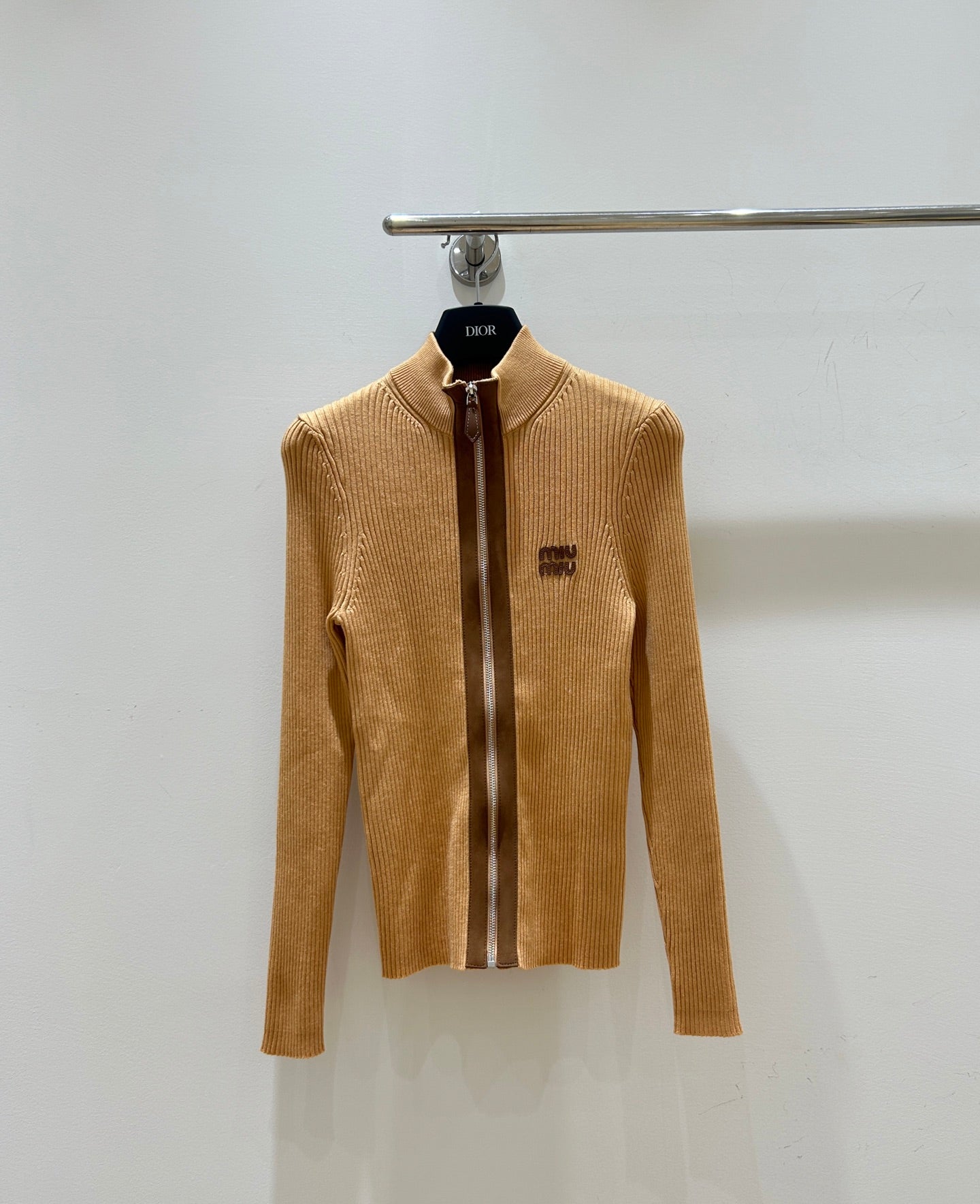26SS NEW French retro letter embroidered zipper cardigan