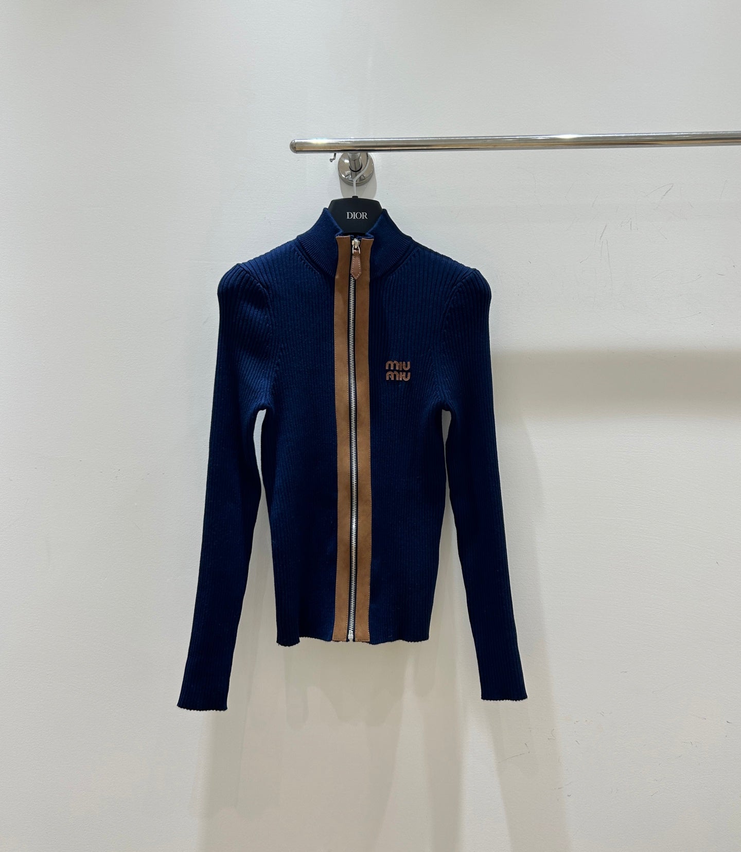 26SS NEW French retro letter embroidered zipper cardigan