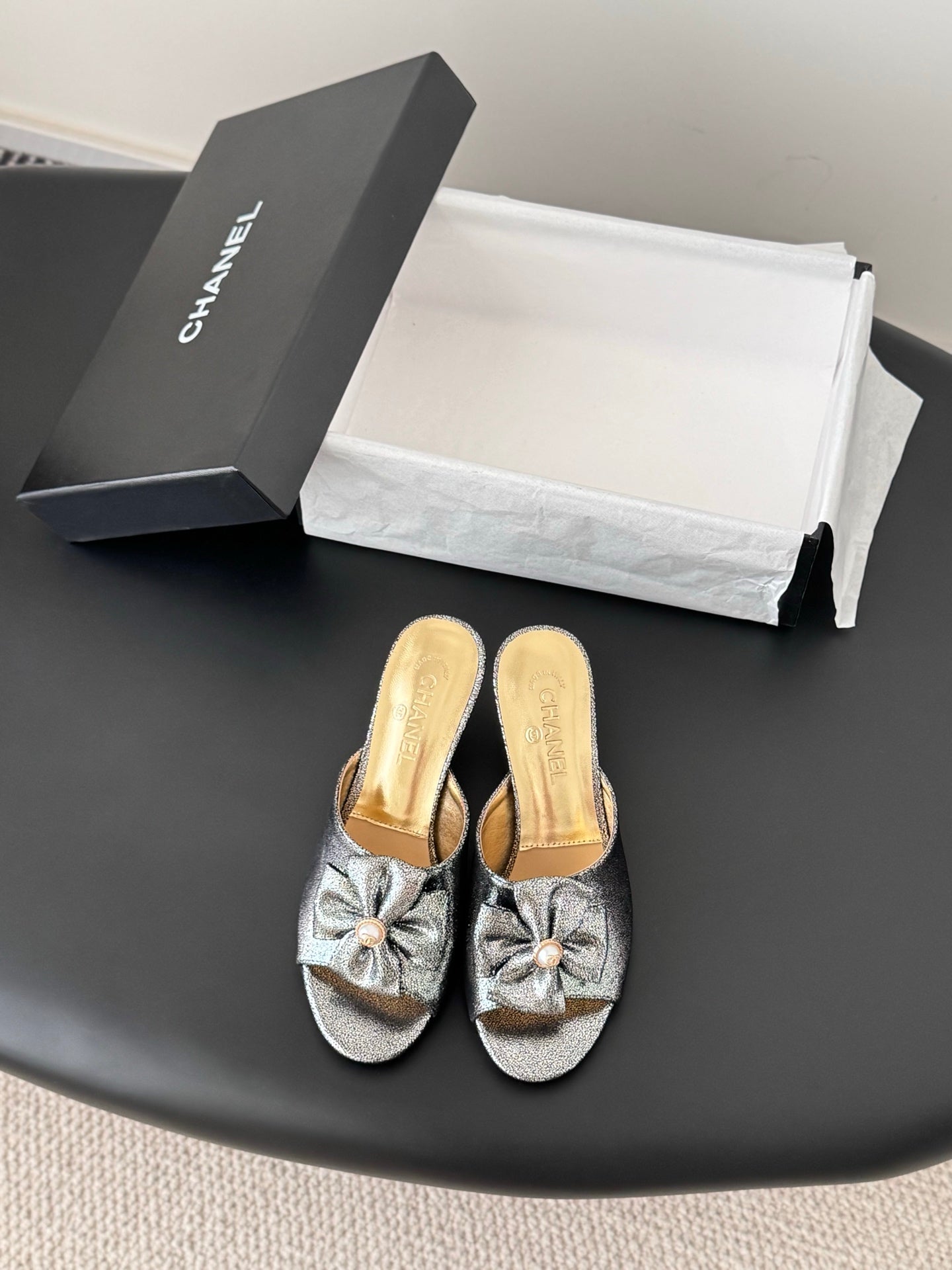 26SS NEW kitten heel slides (height: 4.5cm)