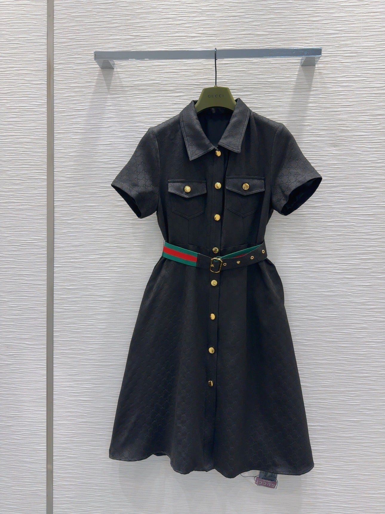 26SS NEW Letter jacquard pattern lapel short-sleeved dress