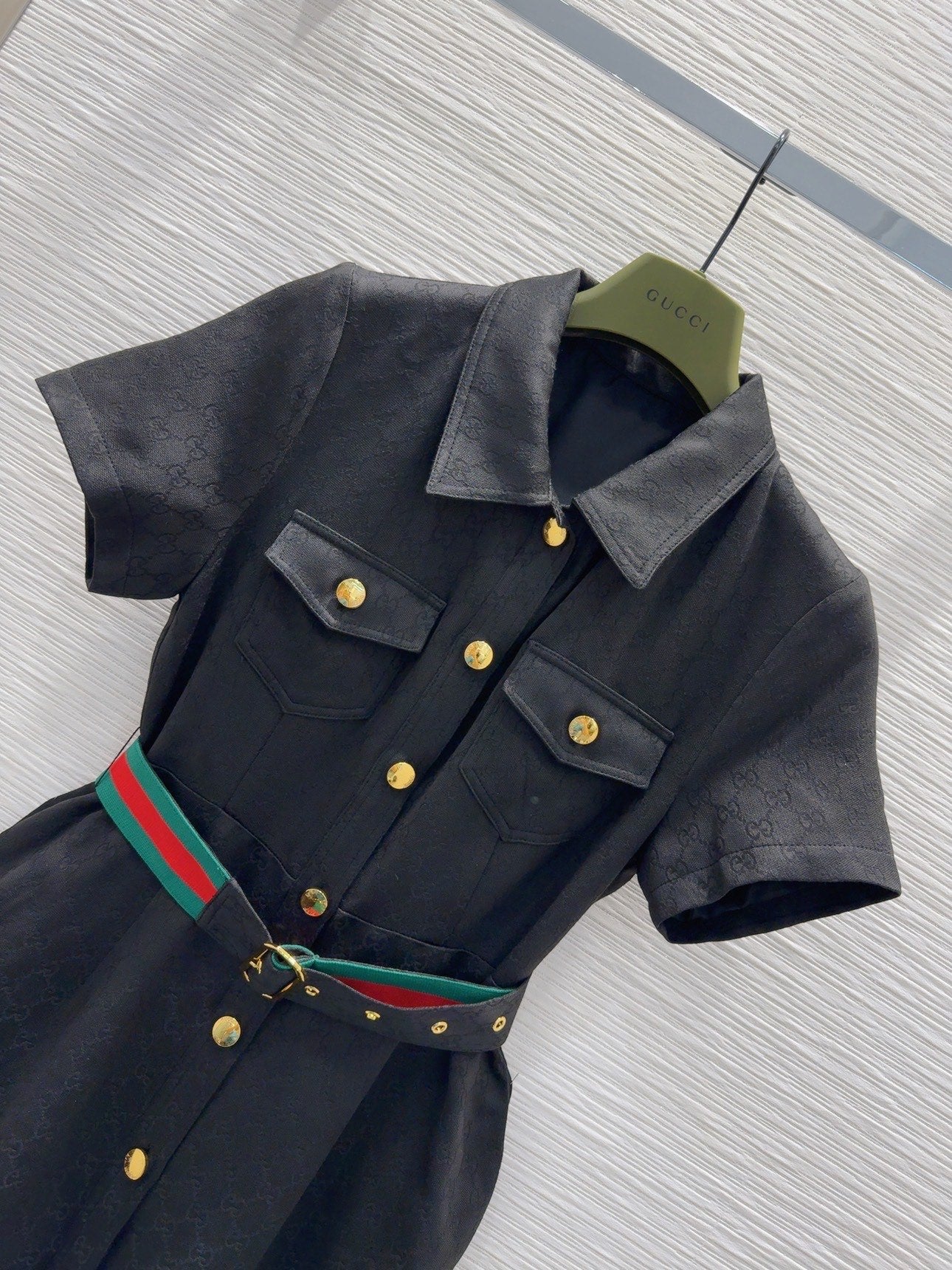 26SS NEW Letter jacquard pattern lapel short-sleeved dress