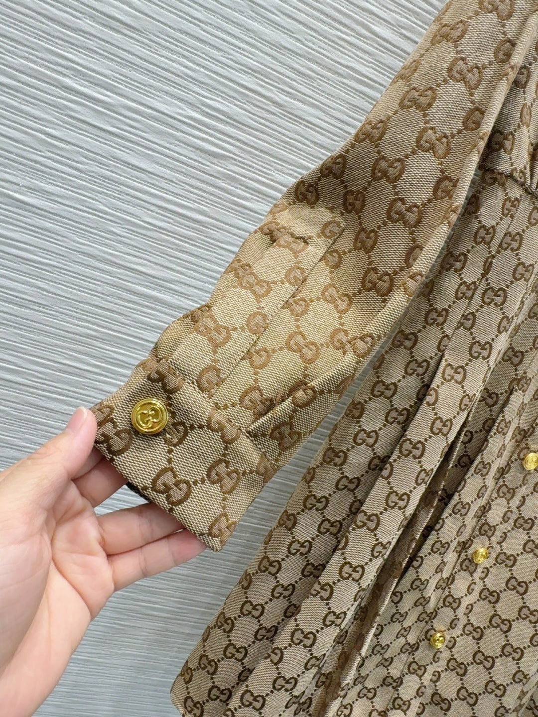 26SS NEW Letter jacquard pattern lapel long-sleeved dress