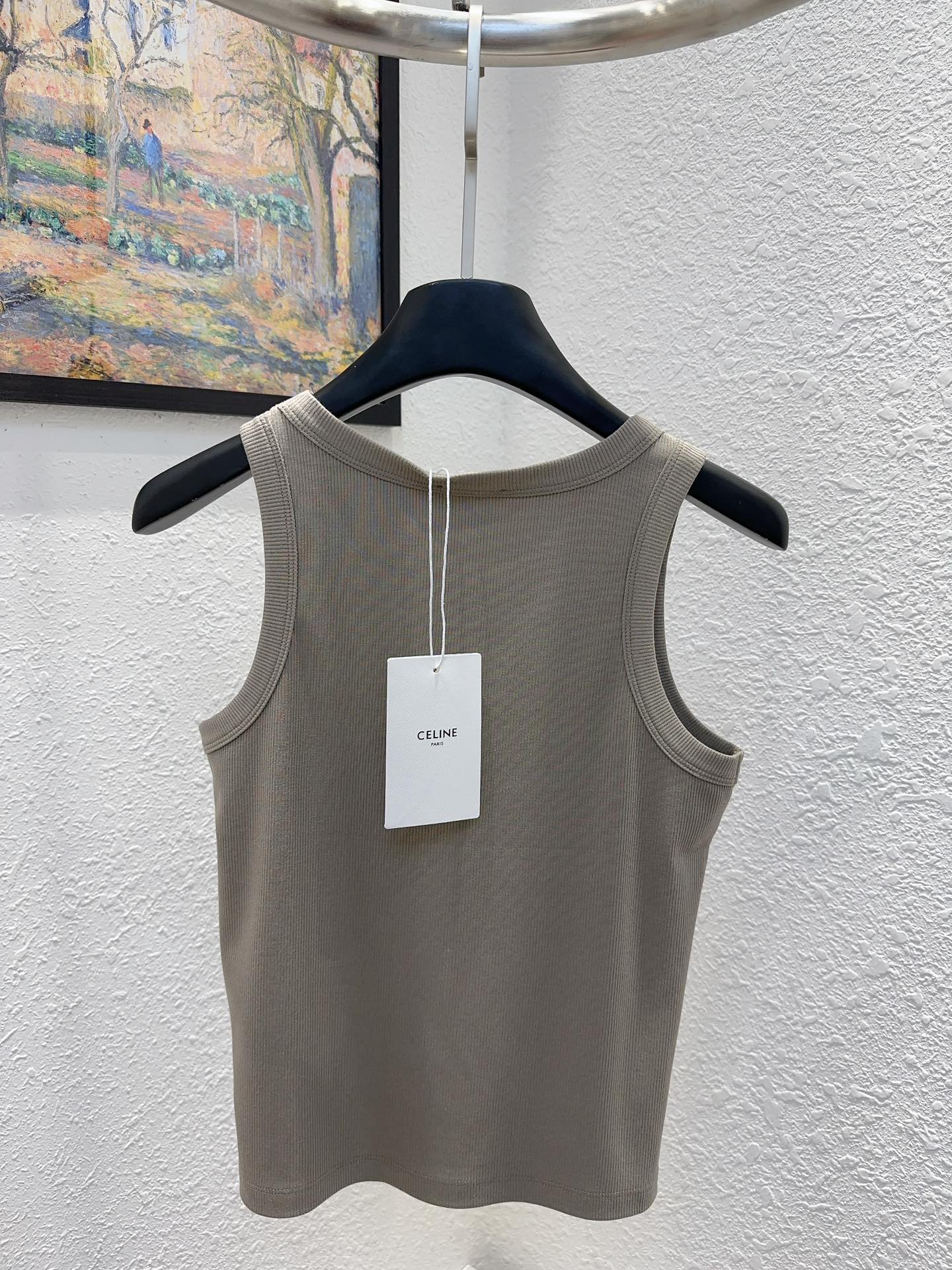 26SS NEW Customized mercerized cotton sleeveless vest with Arc de Triomphe logo pattern embroidered on the chest