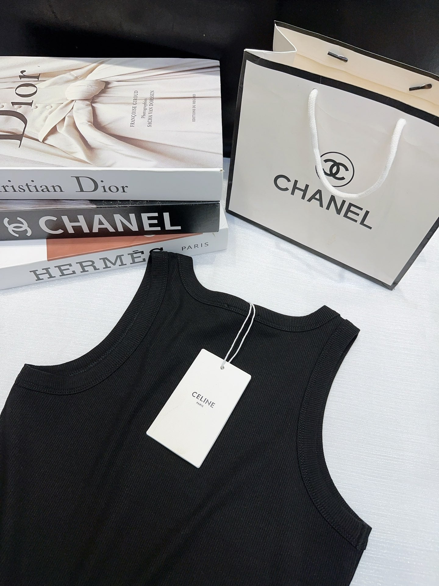 26SS NEW Customized mercerized cotton sleeveless vest with Arc de Triomphe logo pattern embroidered on the chest