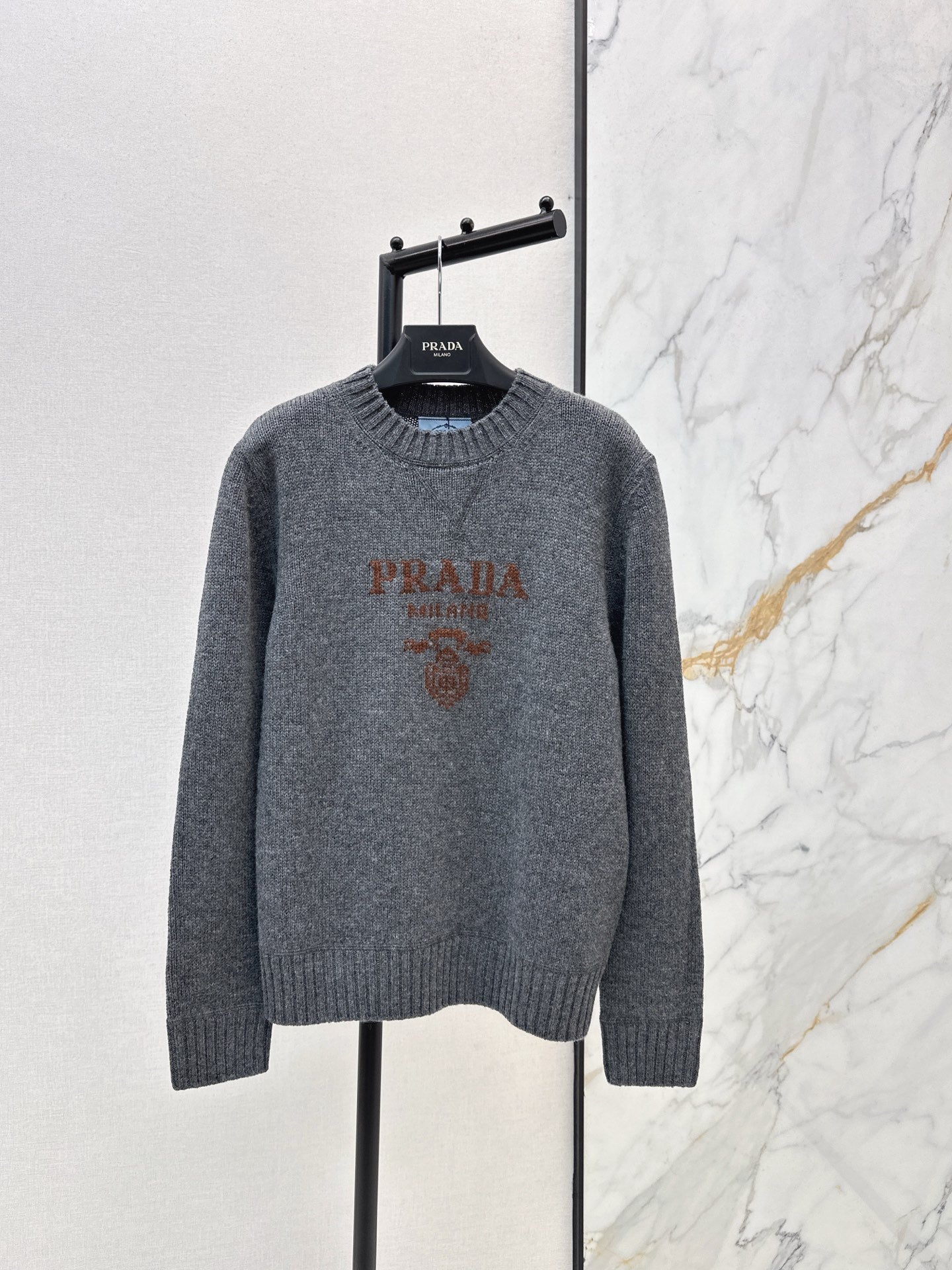 26SS NEW Logo Lettering Pullover 100% Wool Crew Neck Long-Sleeve Sweater