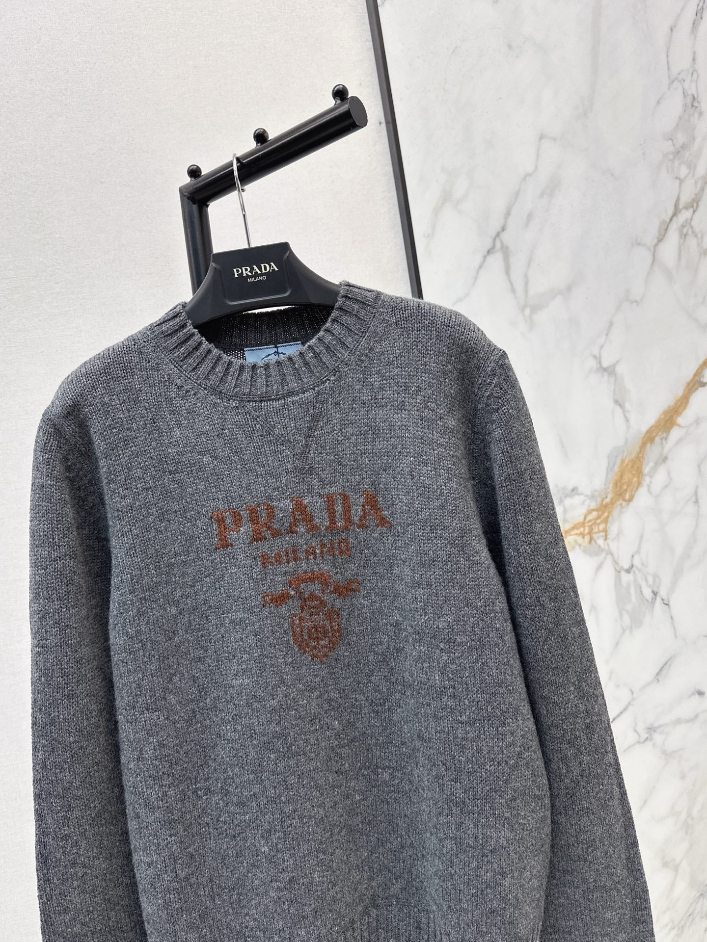 26SS NEW Logo Lettering Pullover 100% Wool Crew Neck Long-Sleeve Sweater