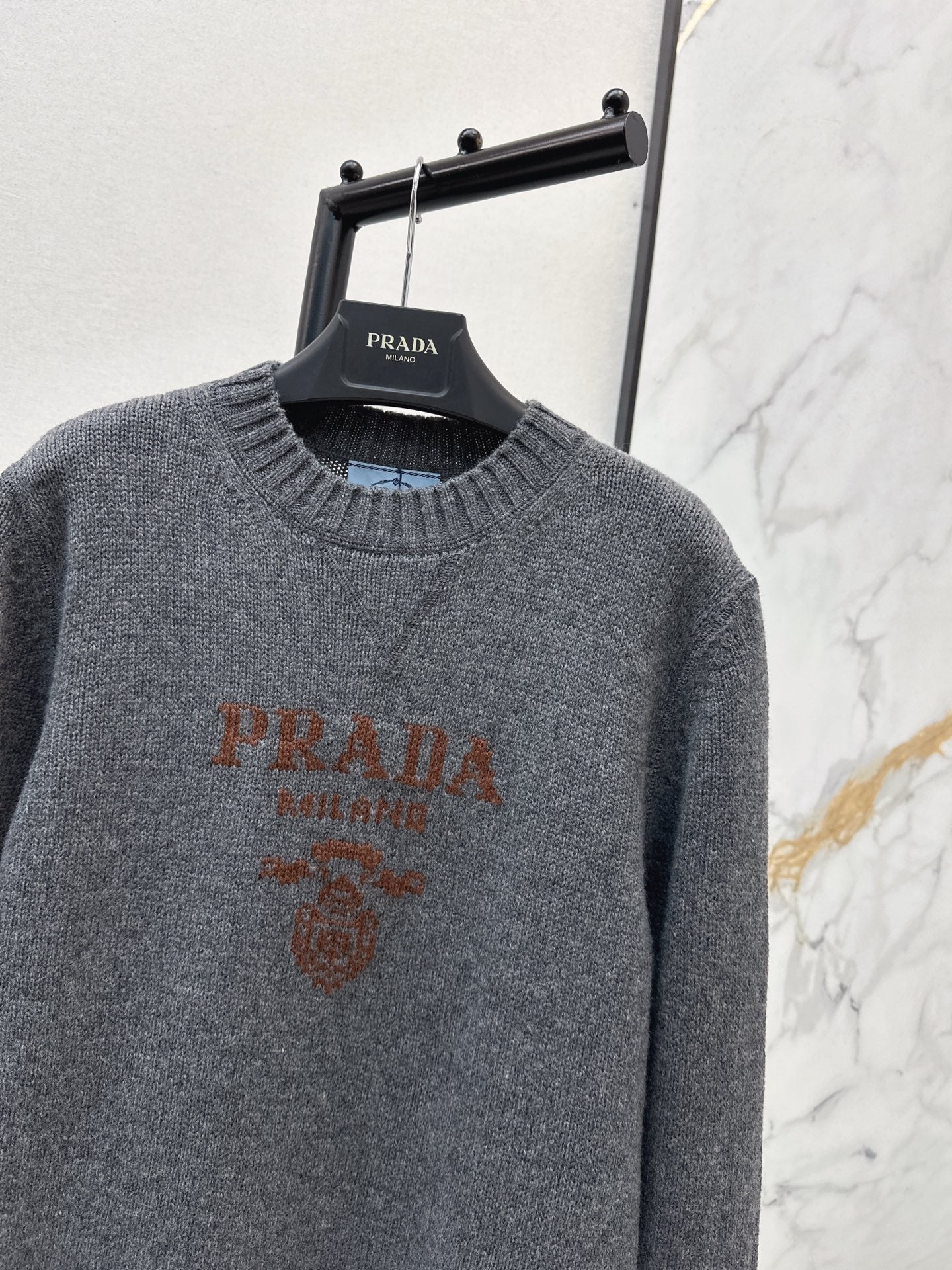 26SS NEW Logo Lettering Pullover 100% Wool Crew Neck Long-Sleeve Sweater
