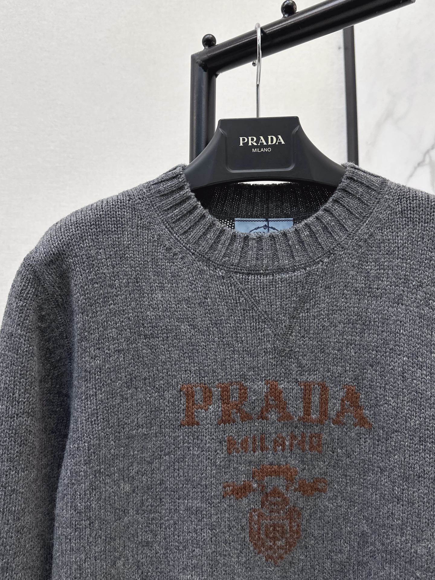 26SS NEW Logo Lettering Pullover 100% Wool Crew Neck Long-Sleeve Sweater