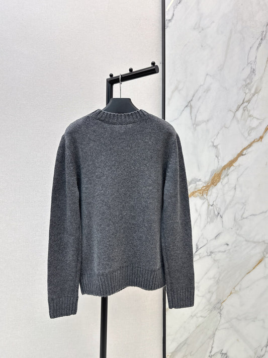 26SS NEW Logo Lettering Pullover 100% Wool Crew Neck Long-Sleeve Sweater