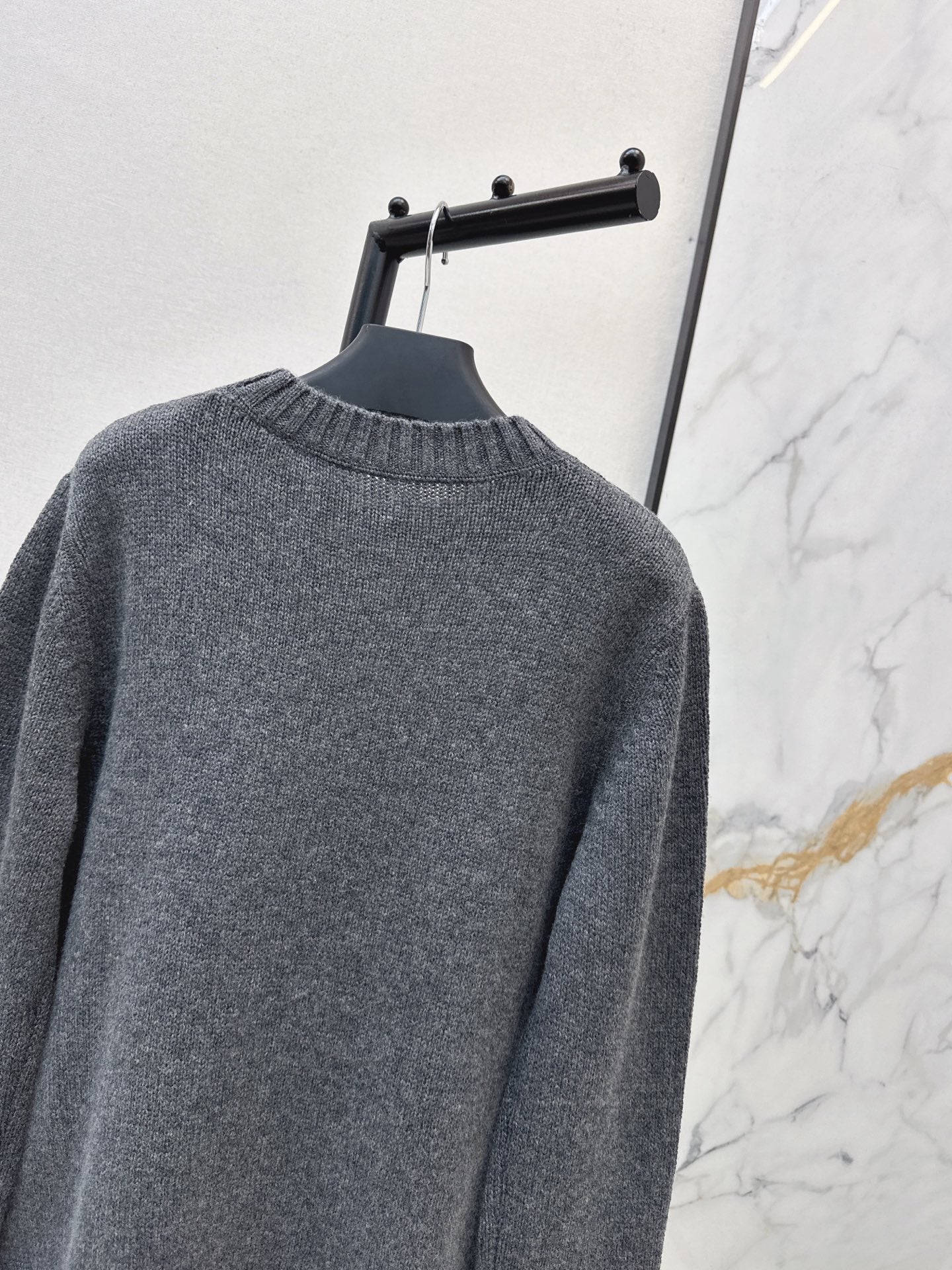 26SS NEW Logo Lettering Pullover 100% Wool Crew Neck Long-Sleeve Sweater