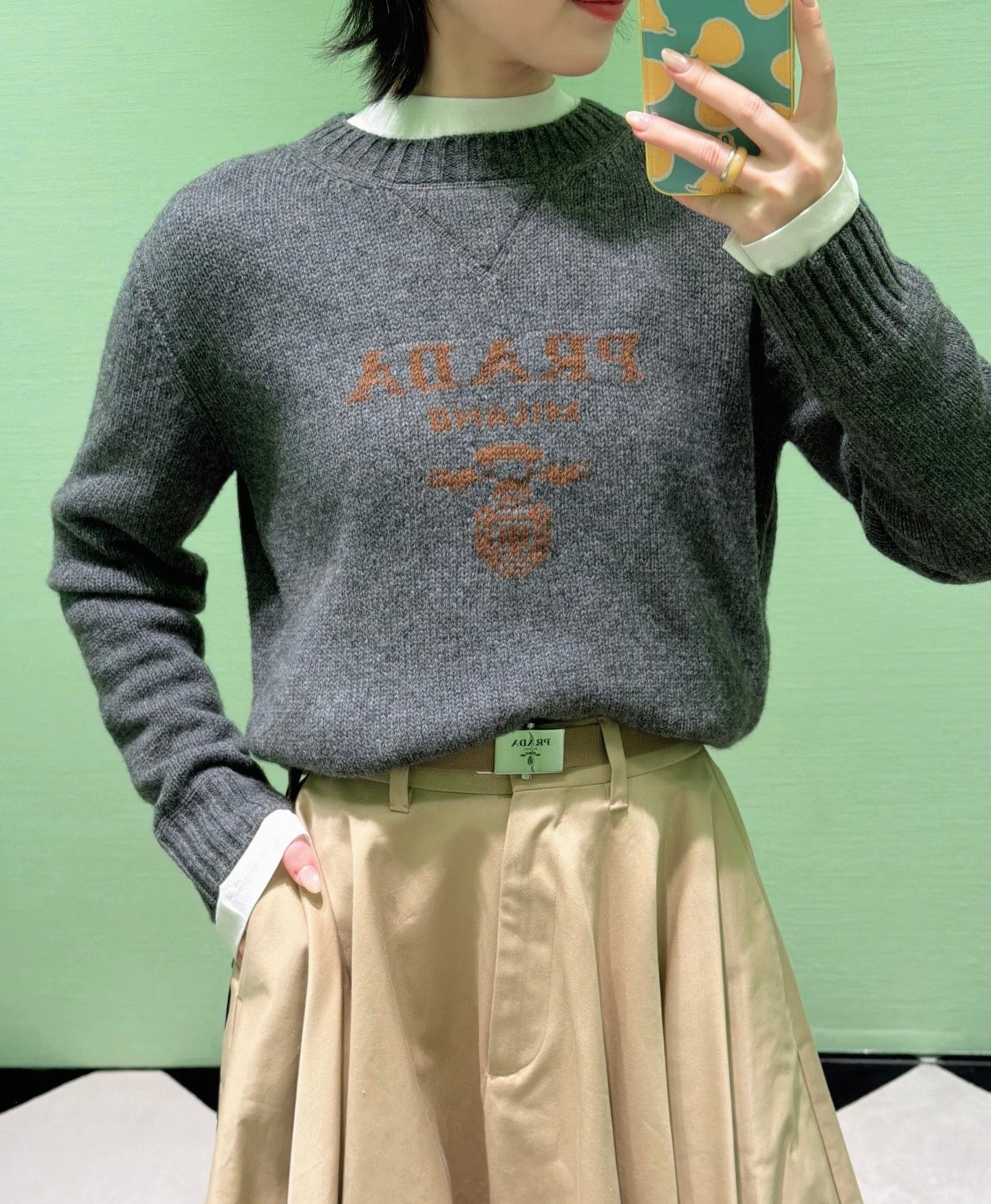 26SS NEW Logo Lettering Pullover 100% Wool Crew Neck Long-Sleeve Sweater