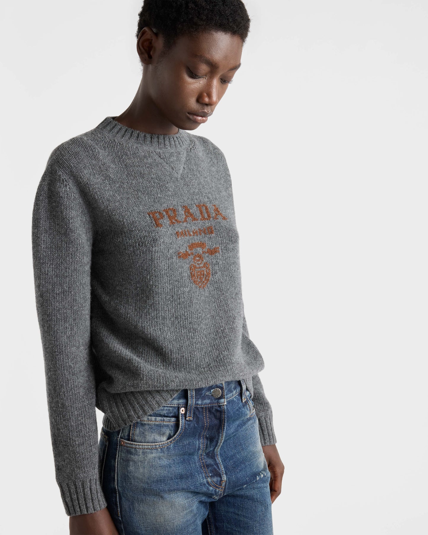 26SS NEW Logo Lettering Pullover 100% Wool Crew Neck Long-Sleeve Sweater