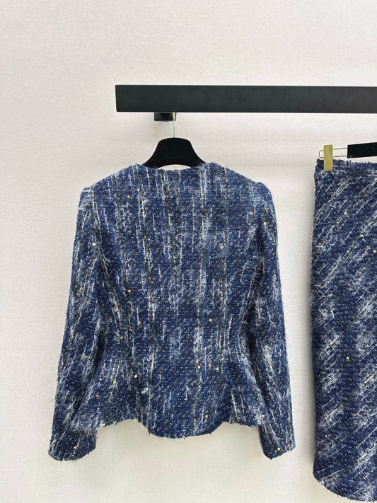 26SS NEW Short three-dimensional waist 🩵 V-neck woven woolen jacket