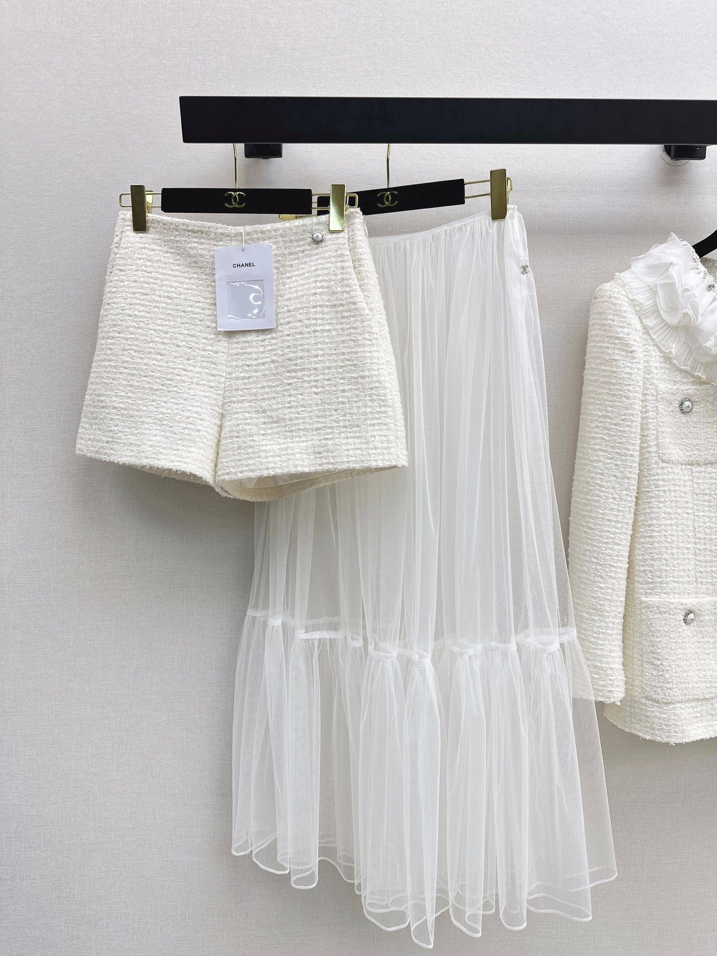 26SS NEW woven short+mesh skirts