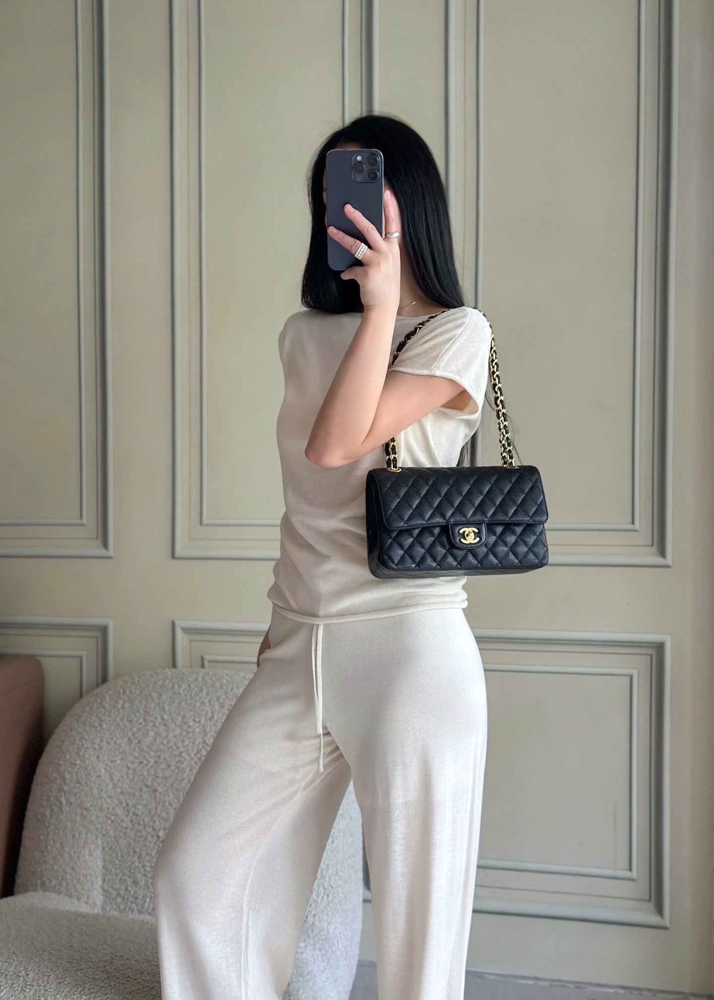 🔥HOT🔥Highest Quality🔥26SS NEW Original Haas large ball caviar lining imported lambskin chain bag