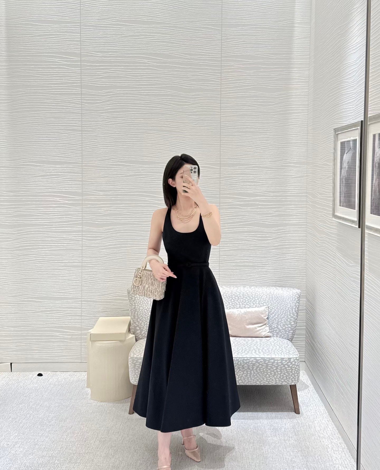 26SS NEW classic sleeveless belted dress