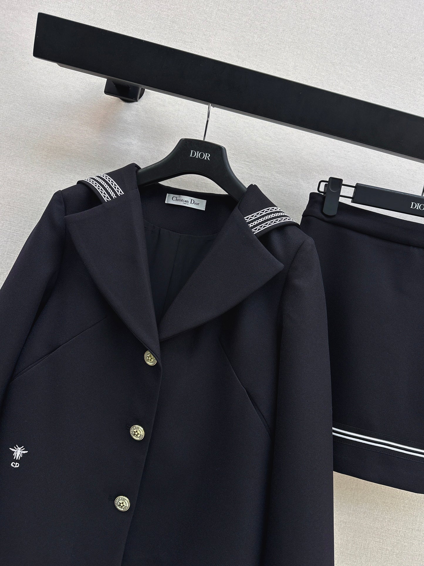 26SS NEW navy-inspired jacket+a-line skirts set