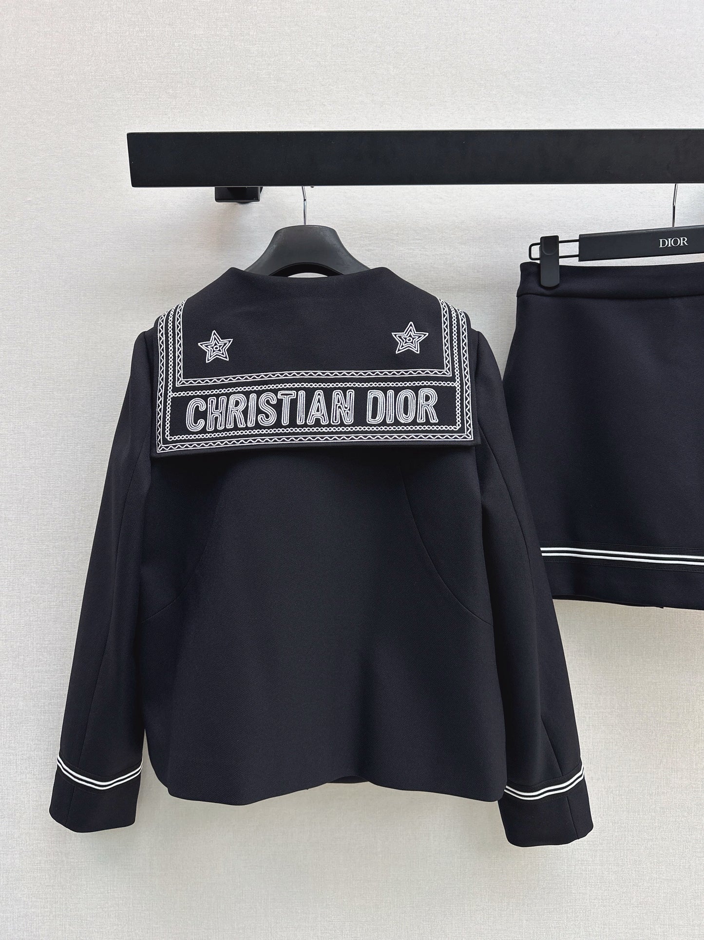26SS NEW navy-inspired jacket+a-line skirts set